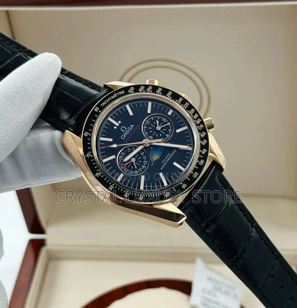 Omega Quality Luxury Men Genuine Leather Wristwatch