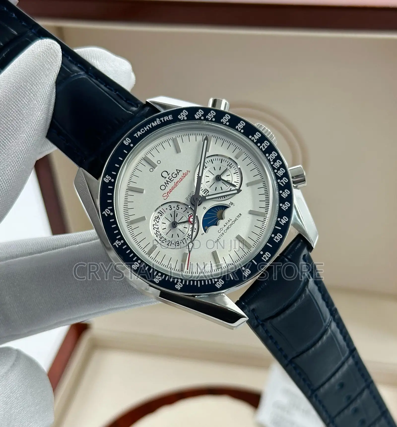 Omega Quality Luxury Men Genuine Leather Wristwatch