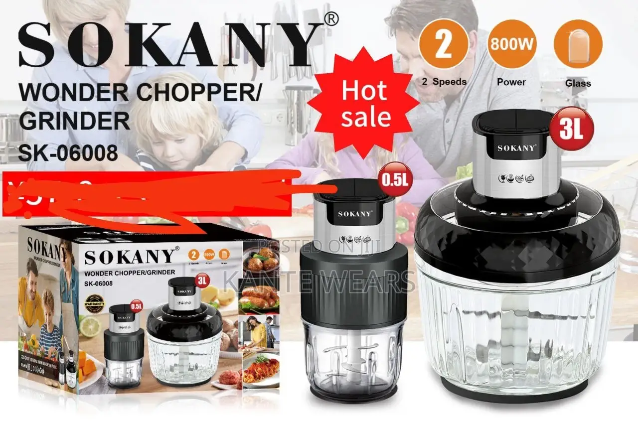 2 in 1 Sokany Wonder Chopper/Grinder Machine - 3l