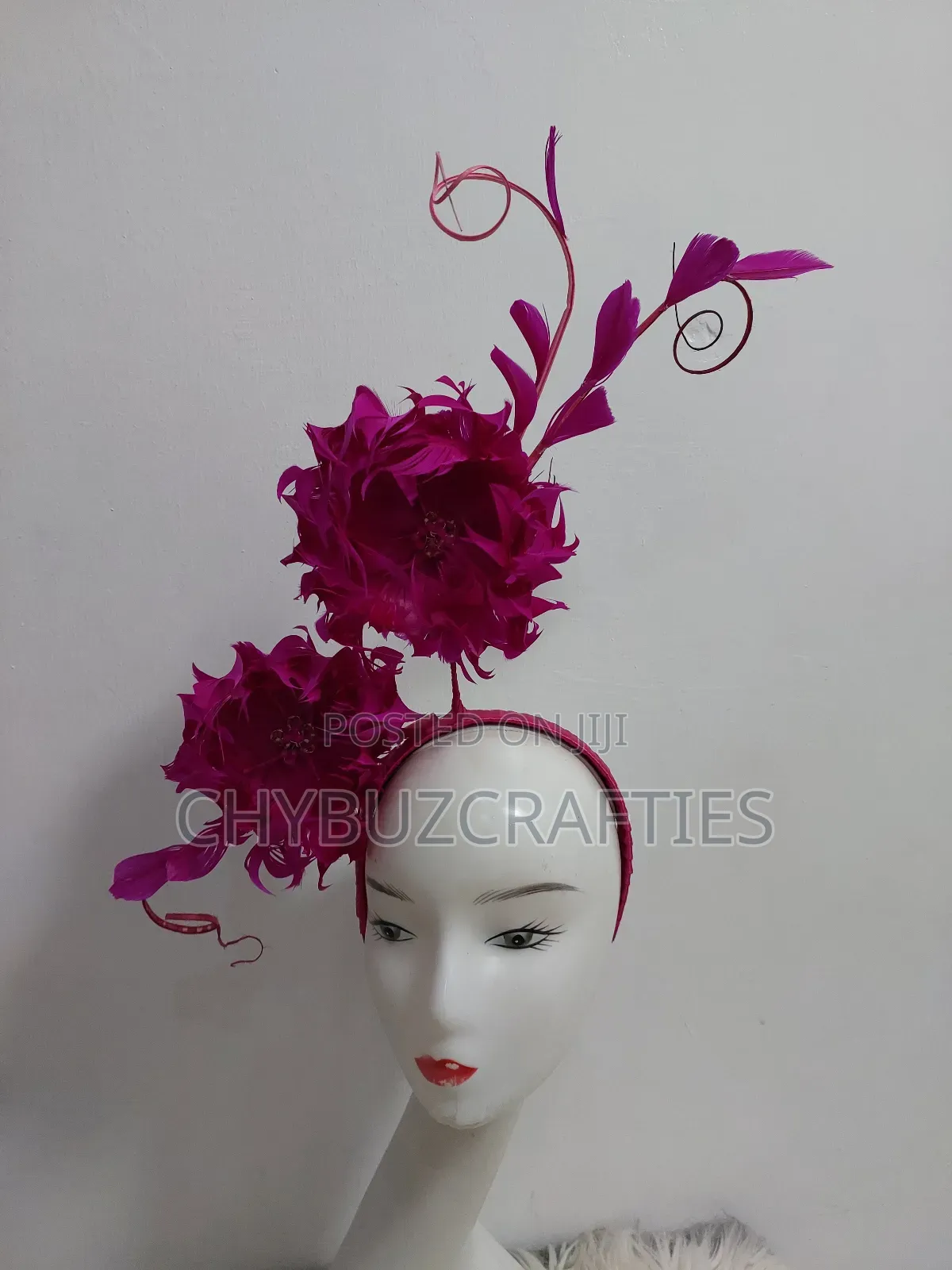 Pink Feathered Facinator