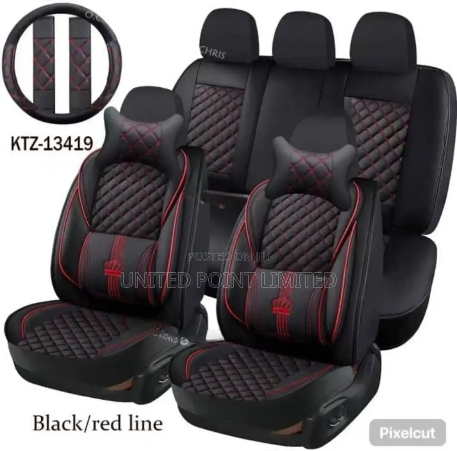 Leather Seat Cover Ktz13419 Black Red Line