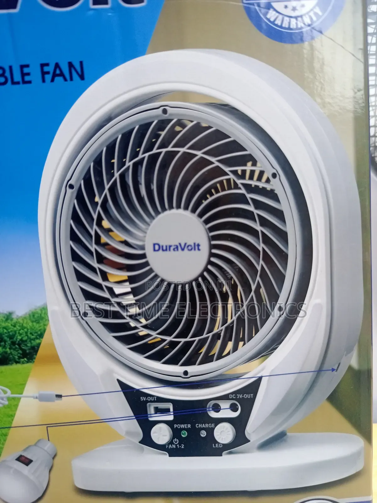 7" 3in1 Duravolt Hi-Speed Rechargeable Fan