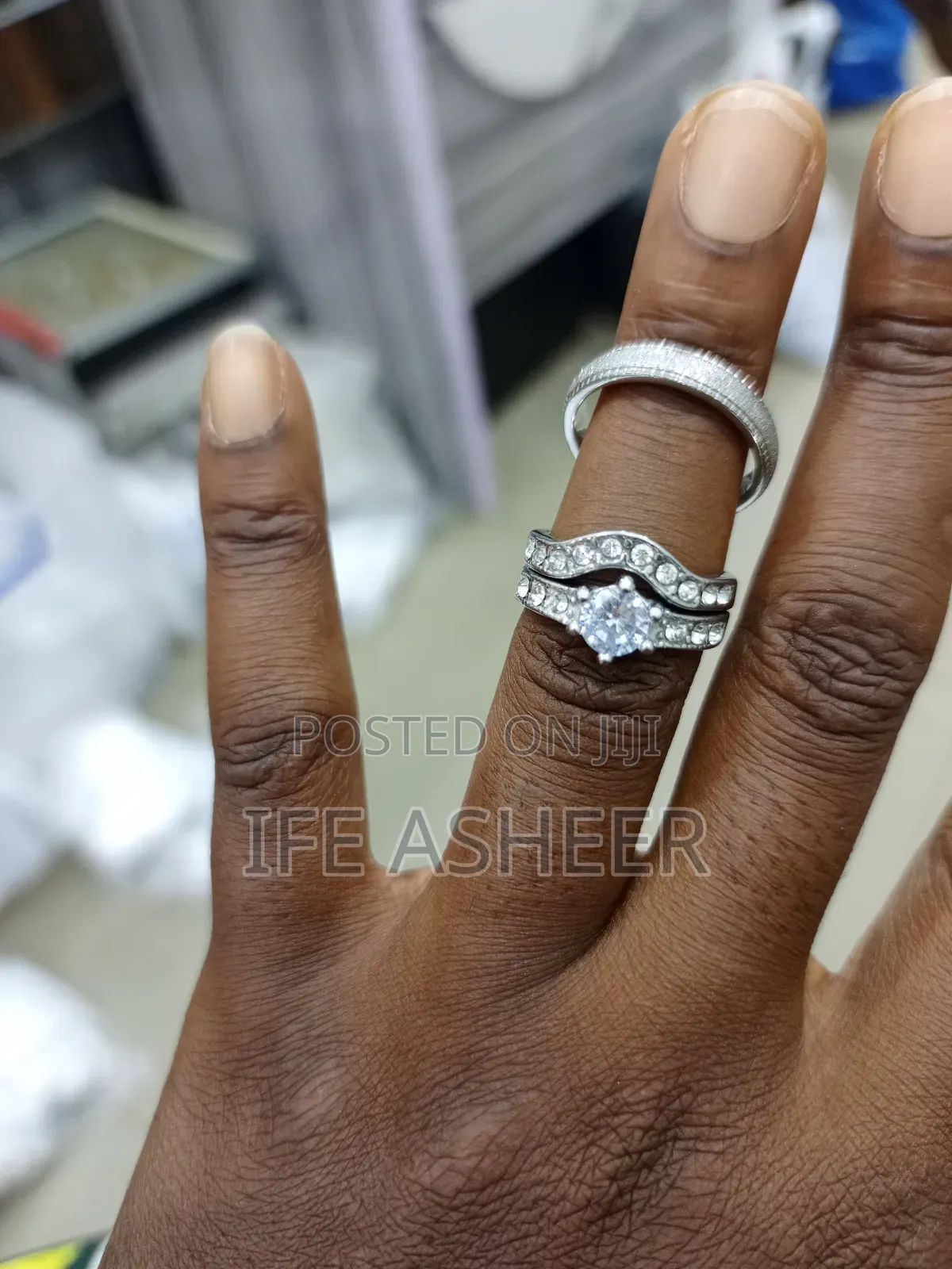 3 in 1 Couples Set of Wedding Ring Z02 - Silver