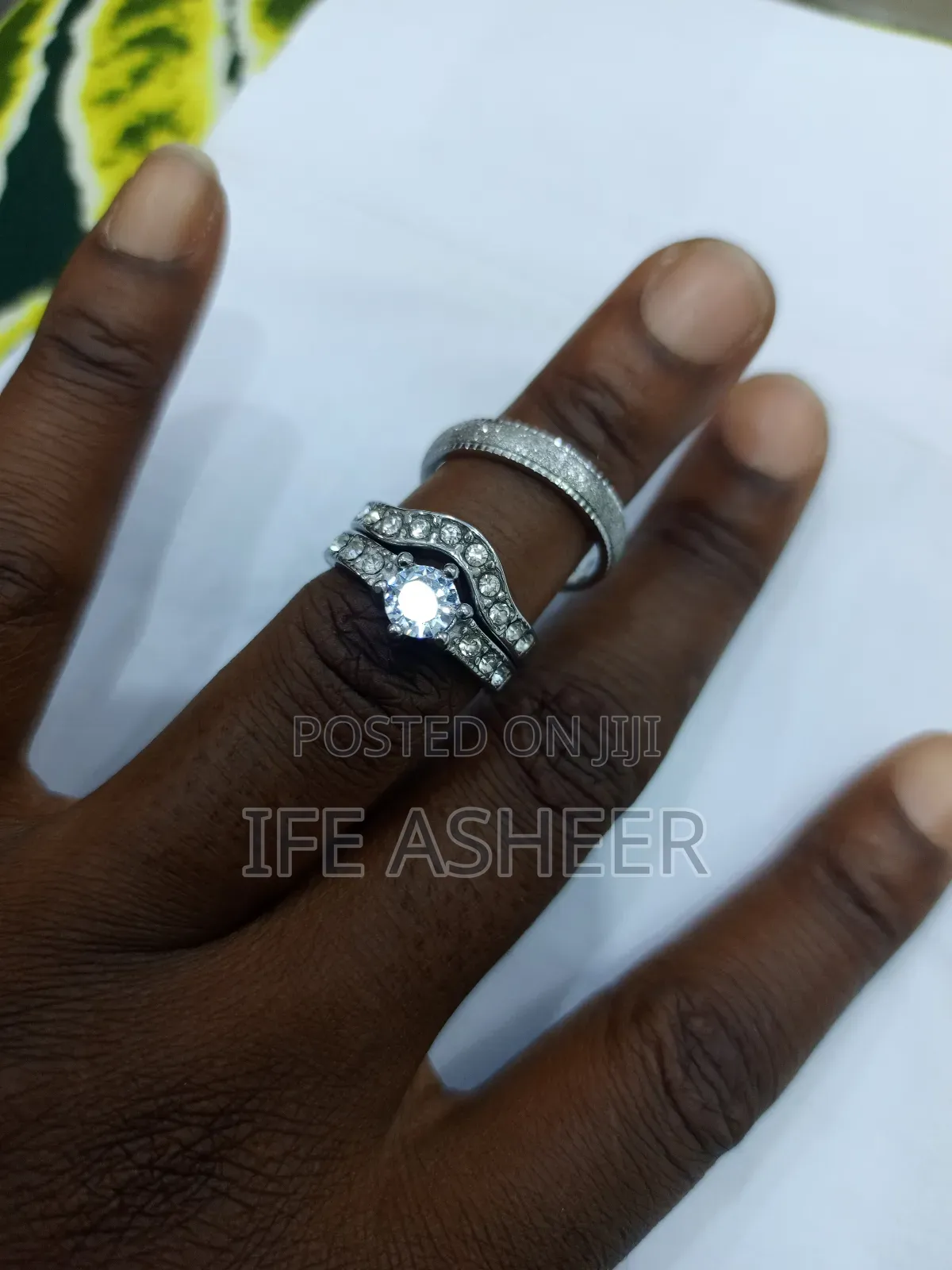 3 in 1 Couples Set of Wedding Ring Z02 - Silver