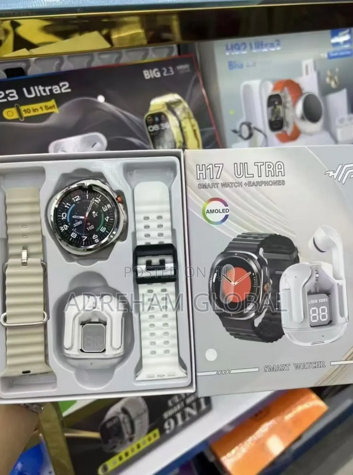 H17 Smart Watch Display Earpod 2 Straps