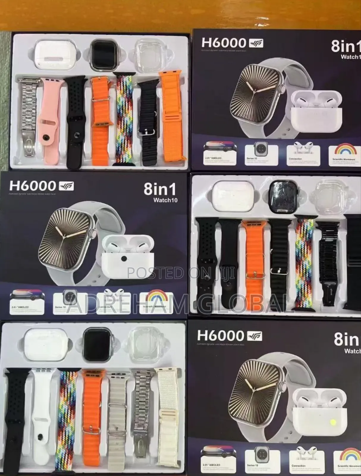 H6000 Smart Watch Earpod Protective Case 7 Straps