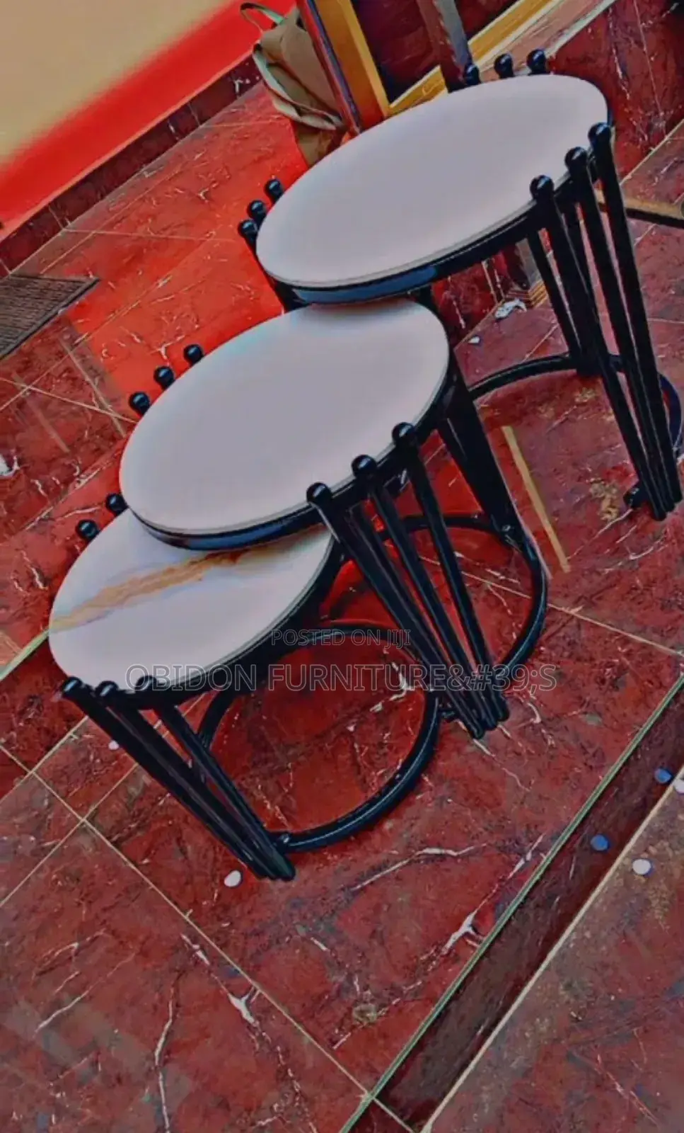 Portable 3 in 1 Side Stools With Marble Top