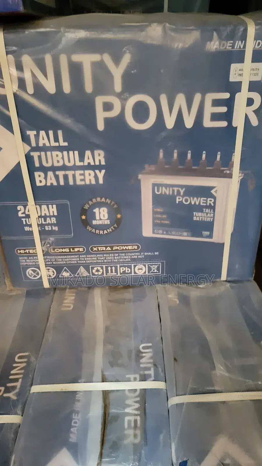 240ah Unity Power Standard Quality Tall Tubular Battery