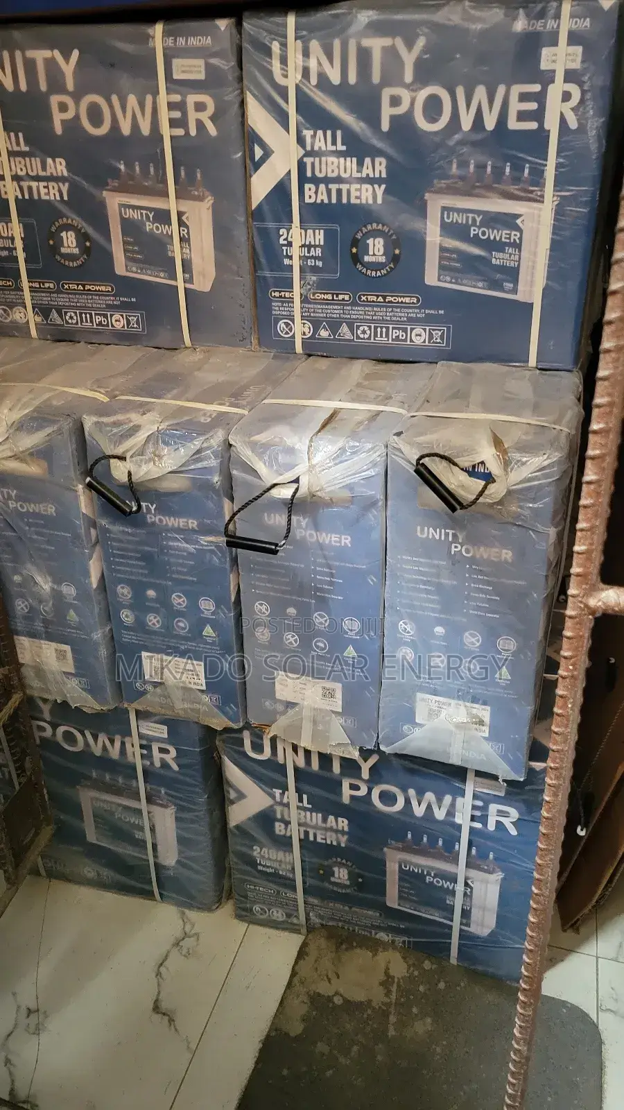 240ah Unity Power Standard Quality Tall Tubular Battery