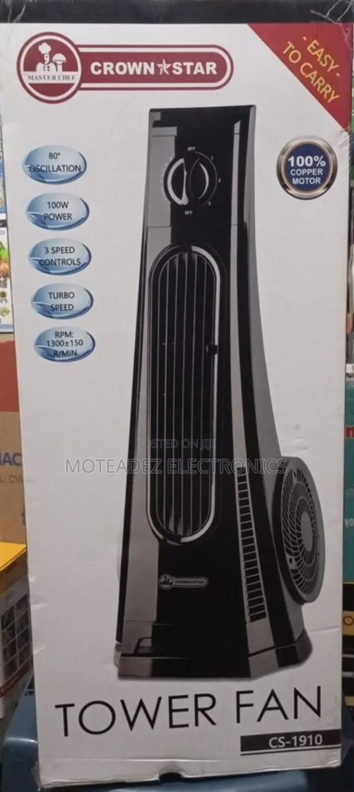 Crown Star (100w)  Copper Motor Electric Tower Fan