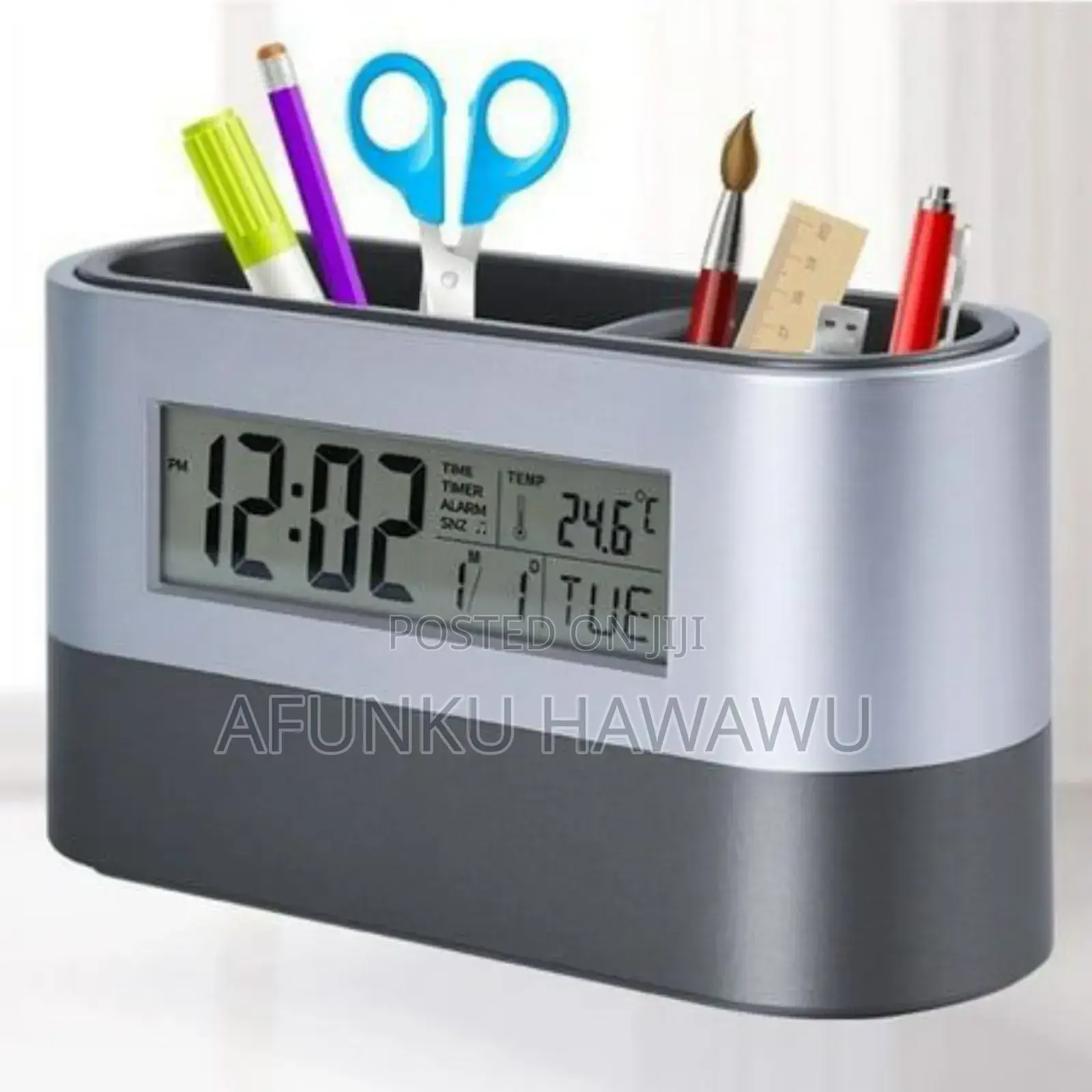 Led Pen Holder With Digital Clock/Calendar