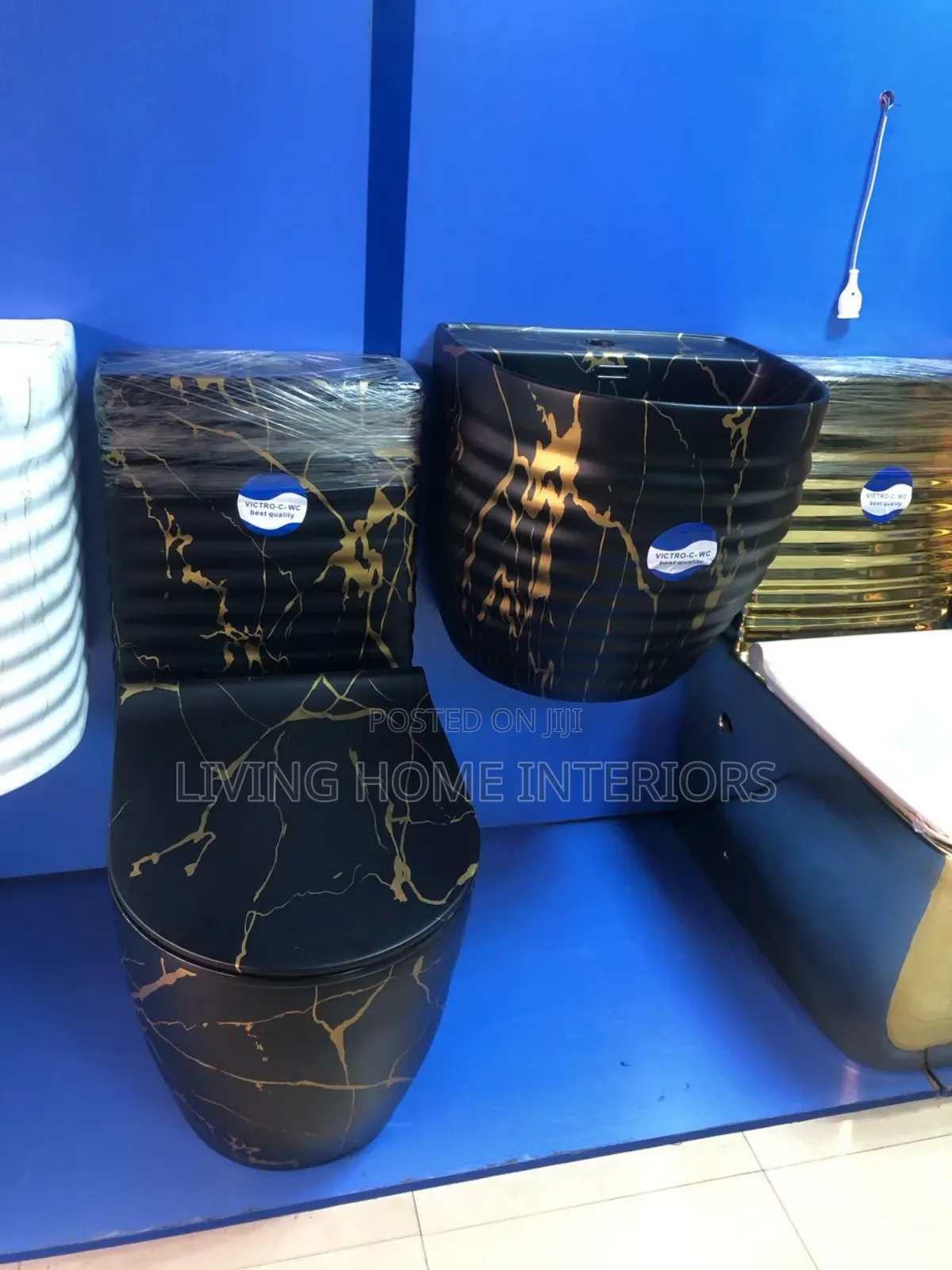 White and Black Water Closet With Basin
