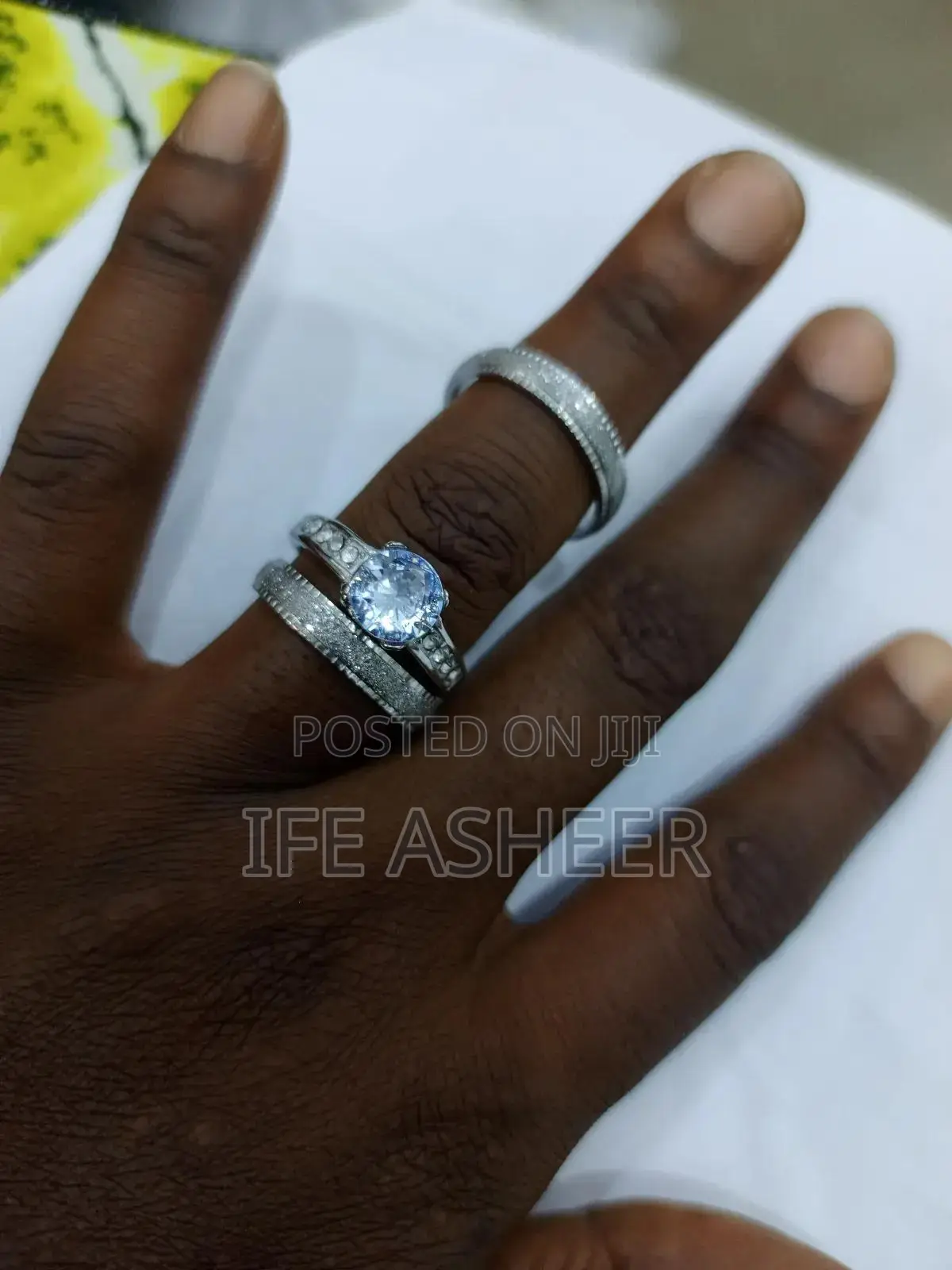 3 in 1 Couple's Wedding Engagement Ring Z04 - Silver