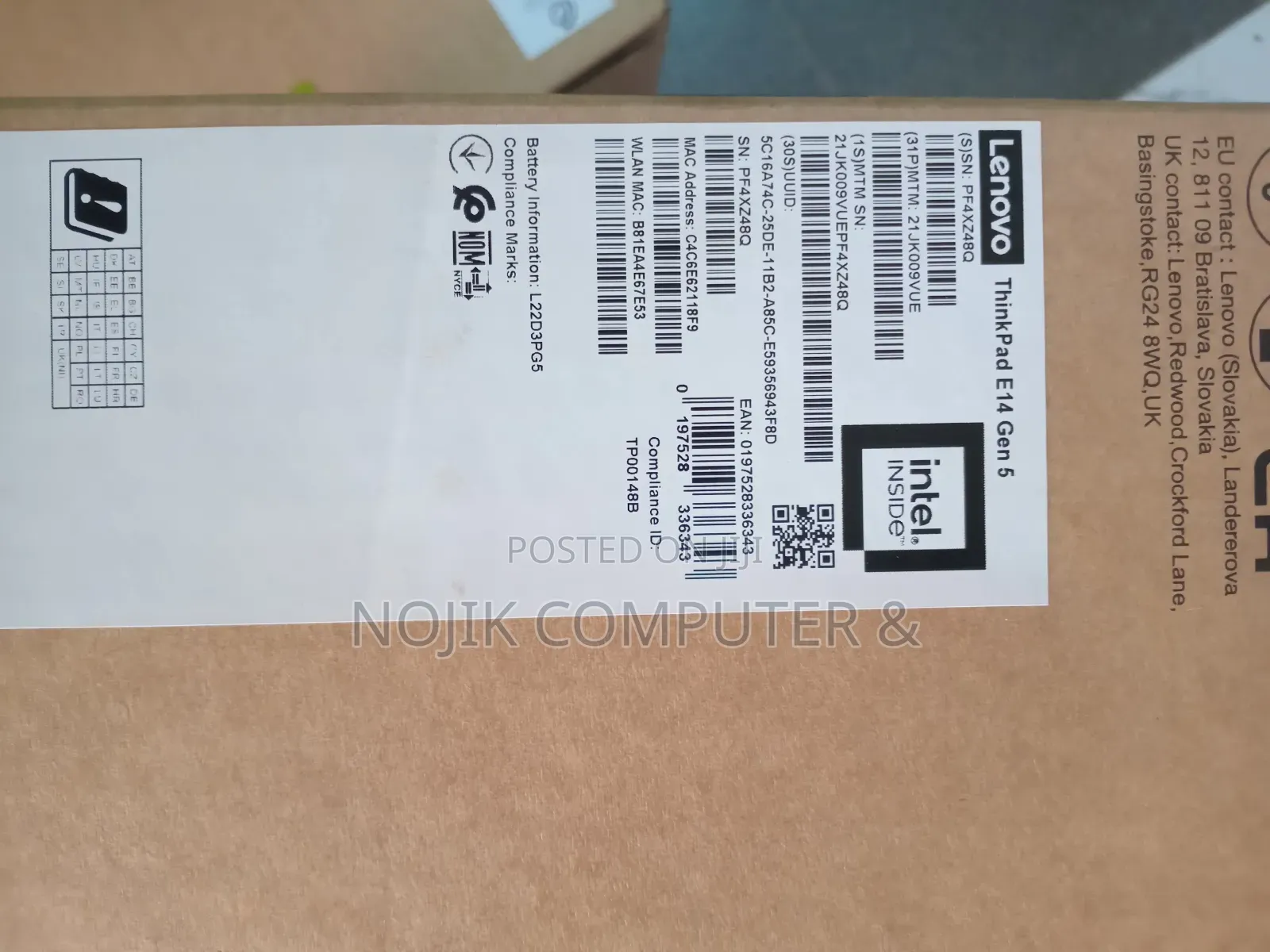 New Laptop Lenovo ThinkPad E14 G5 8GB Intel Core I5 SSD 512GB