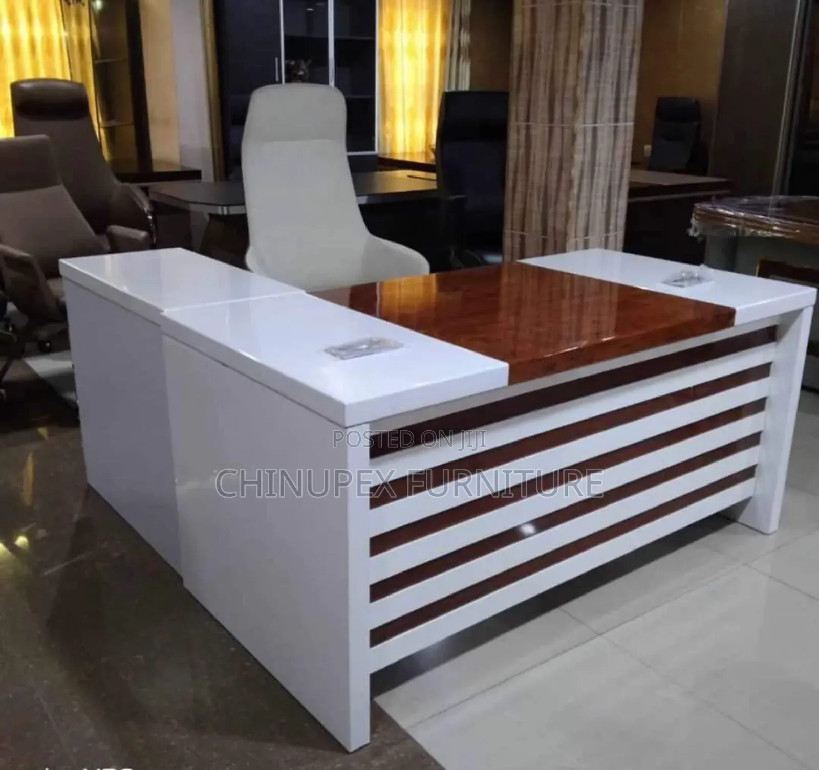 Executive Office Table White and Brown