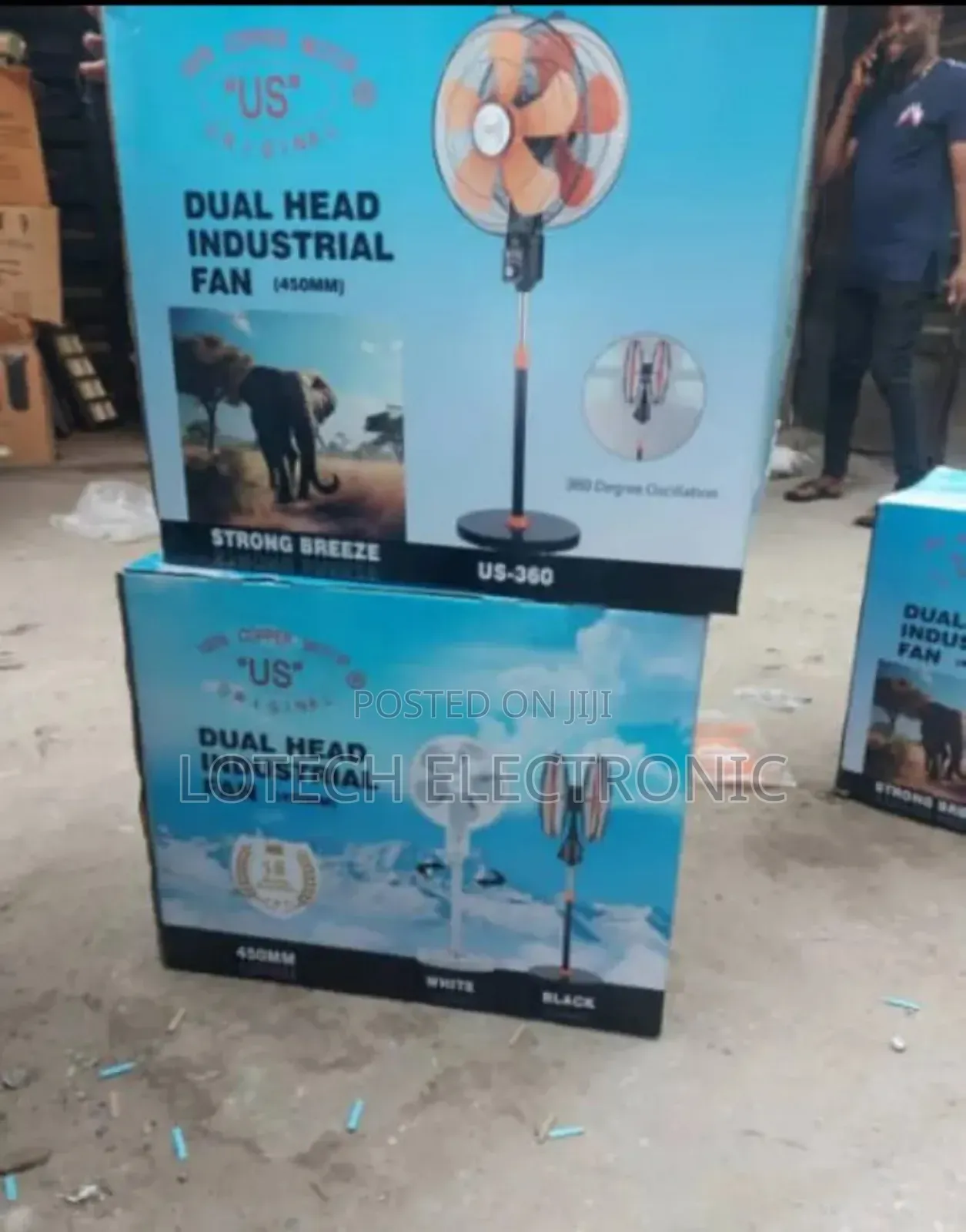 Us 360-Degree Dual Head Industrial Rotating Electric Fan