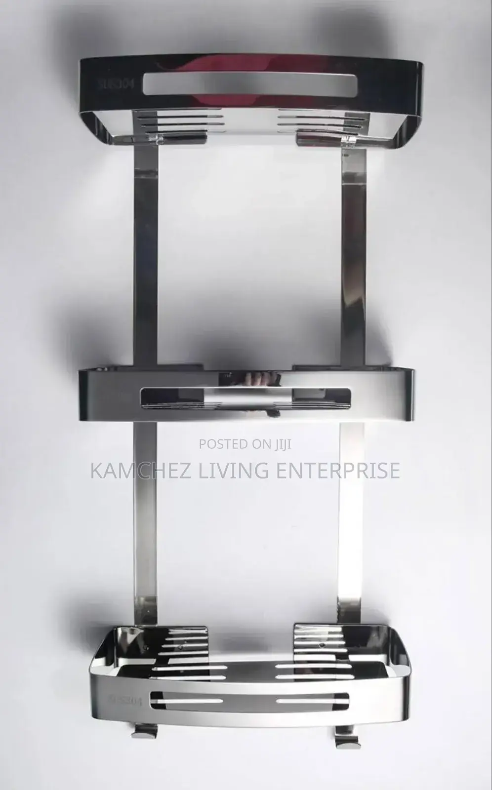 Silver Wall-Mounted 3 Step Bathroom Shelf