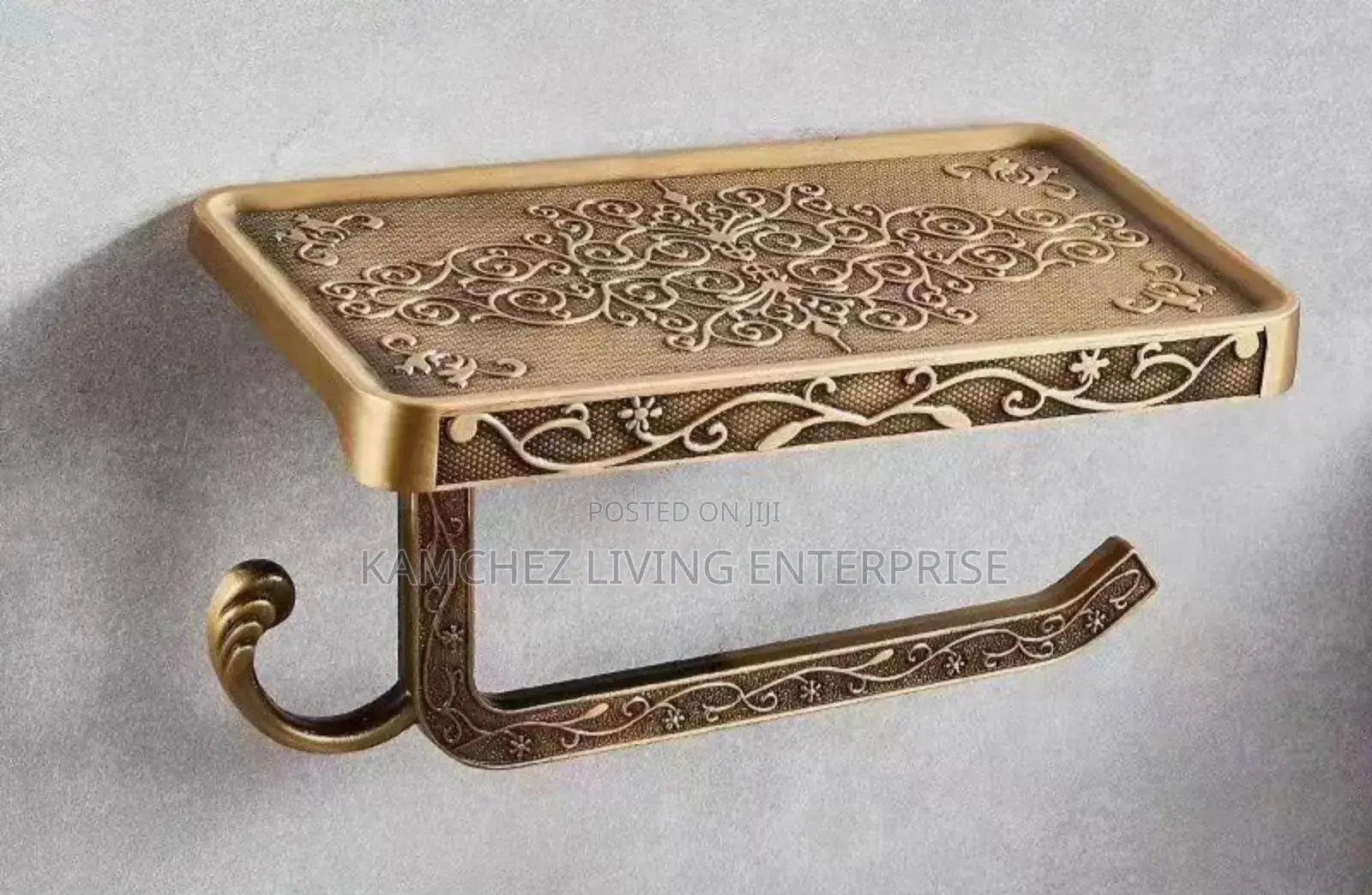 Retro Brass Toilet Paper Holder – Wall Mounted, Drill-Free