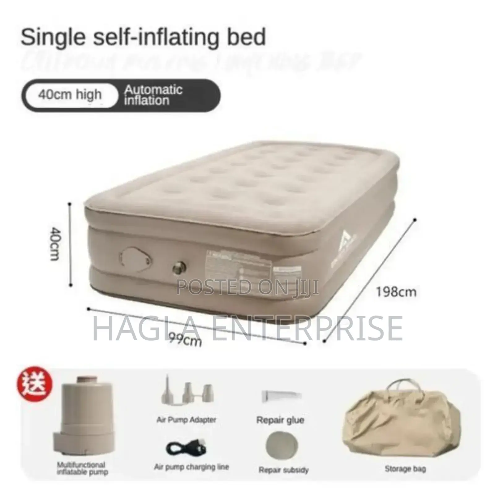 Single Self Inflating Inflatable Air Bed