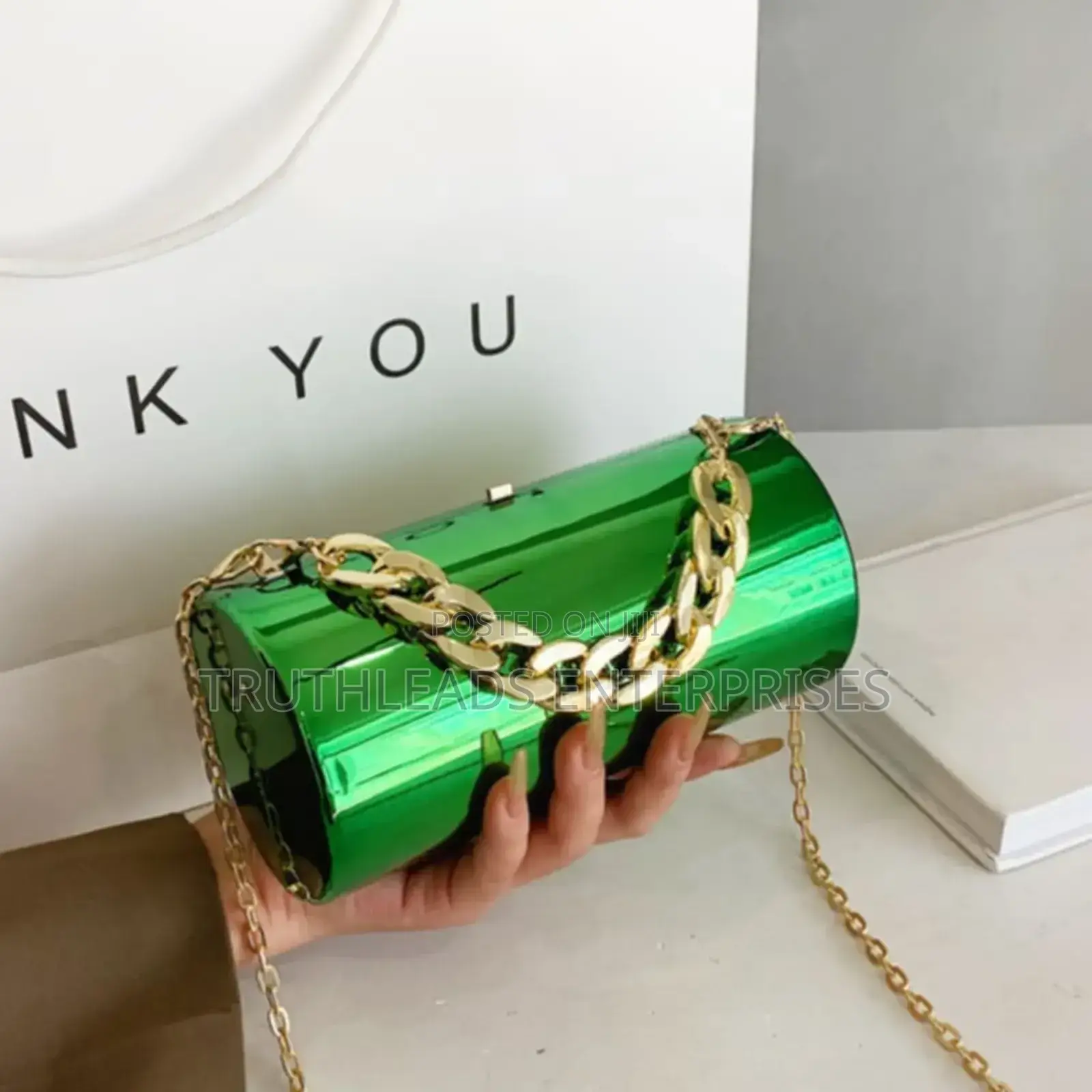 Gold Acrylic Mirror Cylindrical Bag