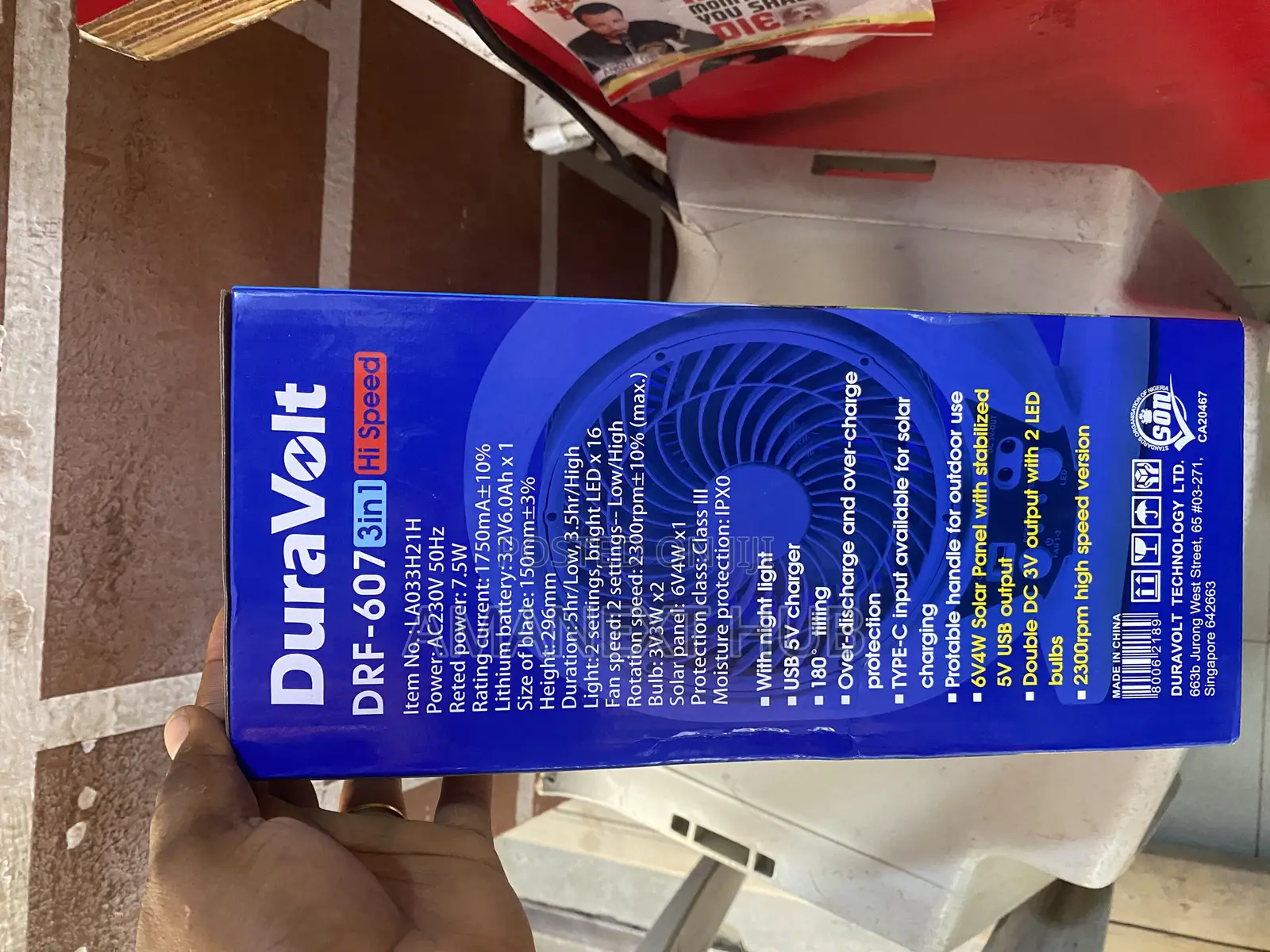 7inches Solar Rechargeable Fan With Solar Panel