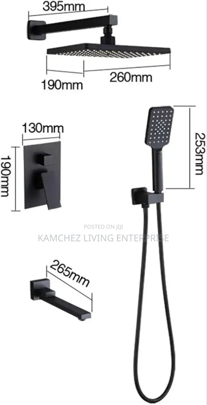 Matte Black 5 Ways Conduit Shower