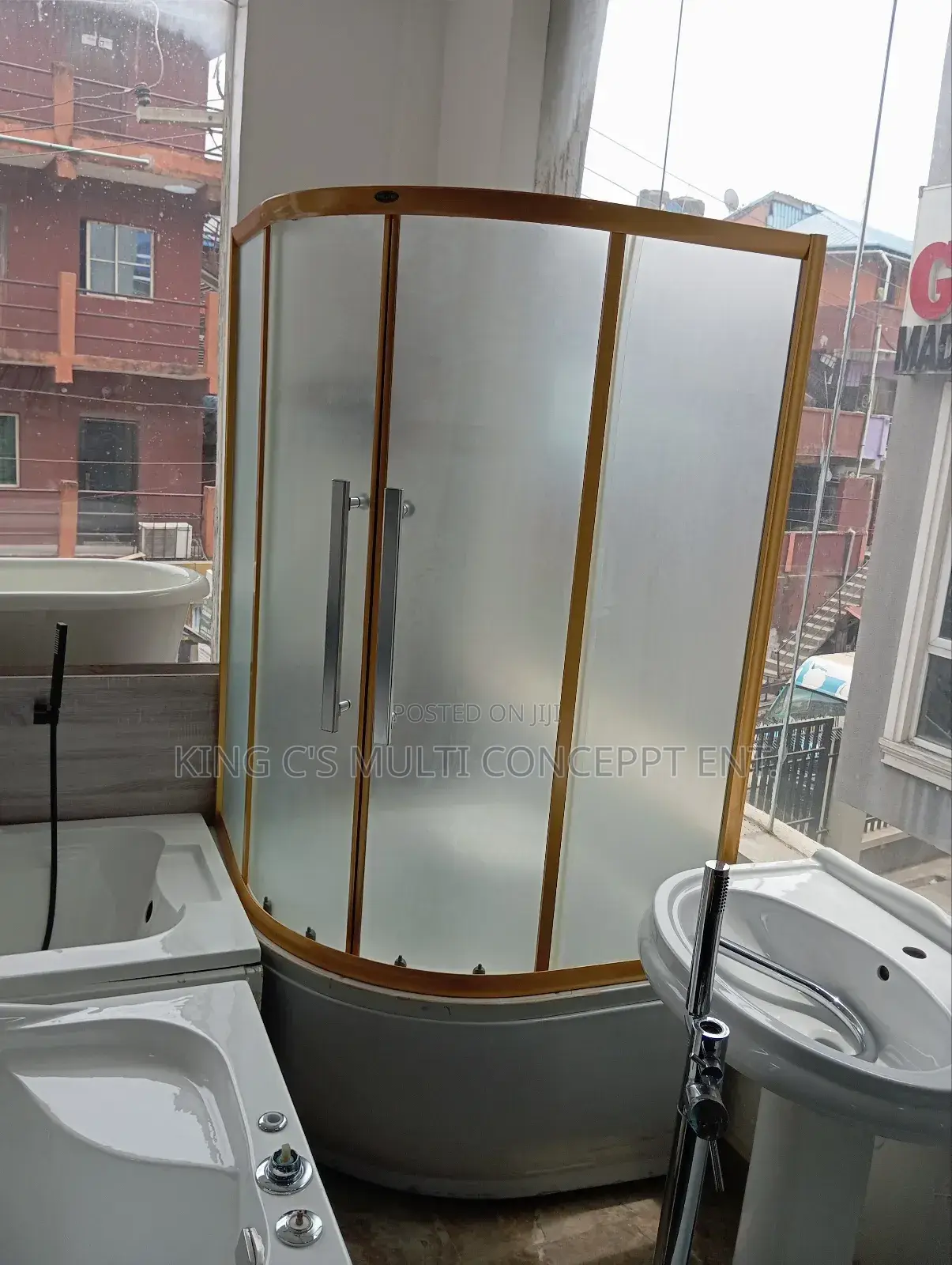 90 X 90 Gold Shower Cubicle