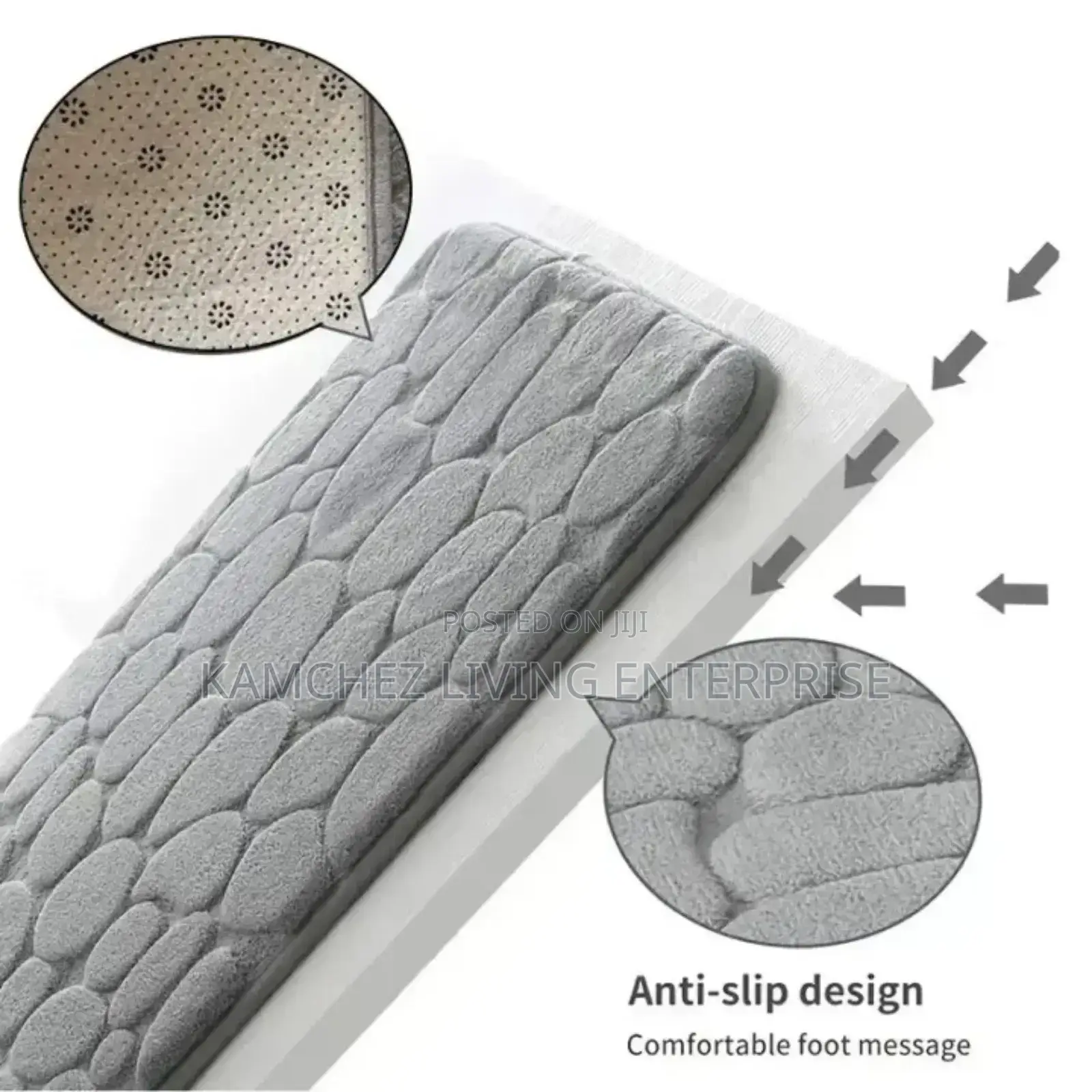 Foam Velvet Non-Slip Cobblestone Floor Mat – 40x60cm