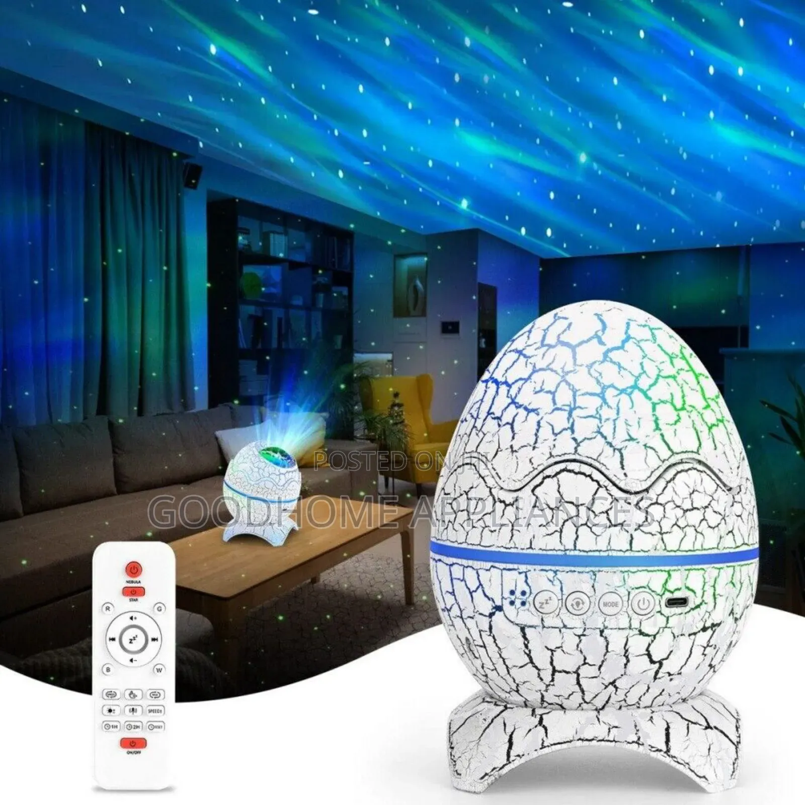 Egg Shaped Starry Projector Light With Bluetooth Speaker