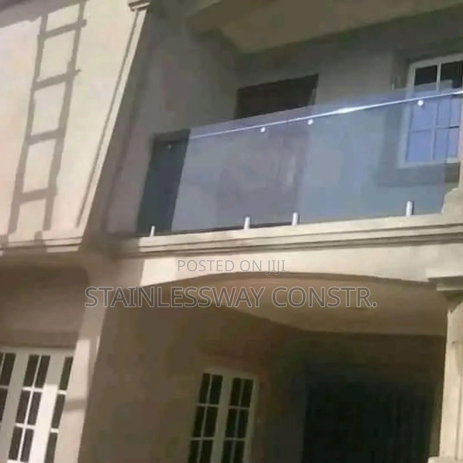 Dark Grey Glass Spigot Base Balcony Railing  Central