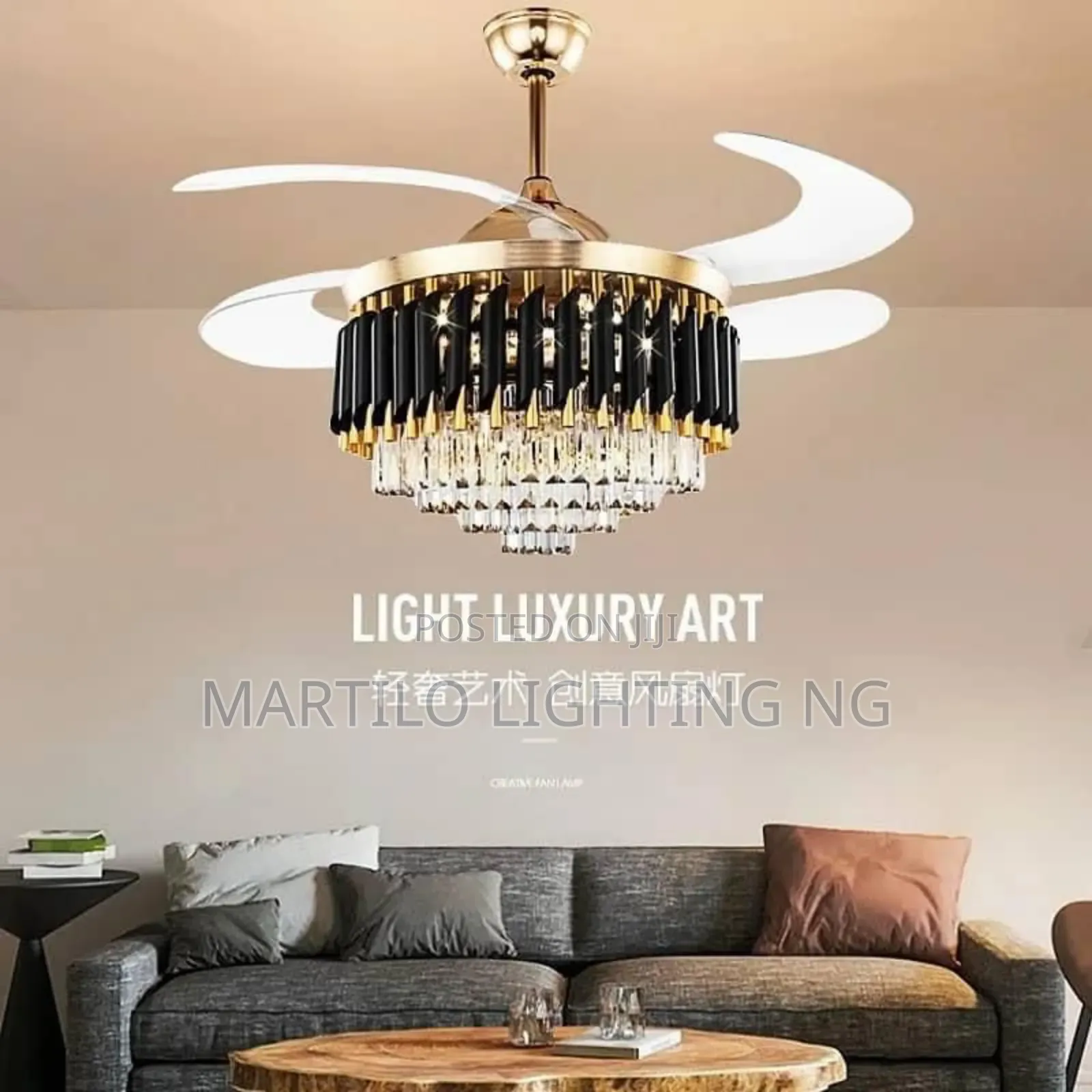 Crystal Fan Light With Remote Control Amazing Color Display