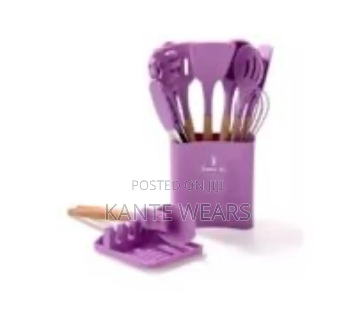 Silicone Cooking Spoon Set With Spoon Rest Holder 12 PCS