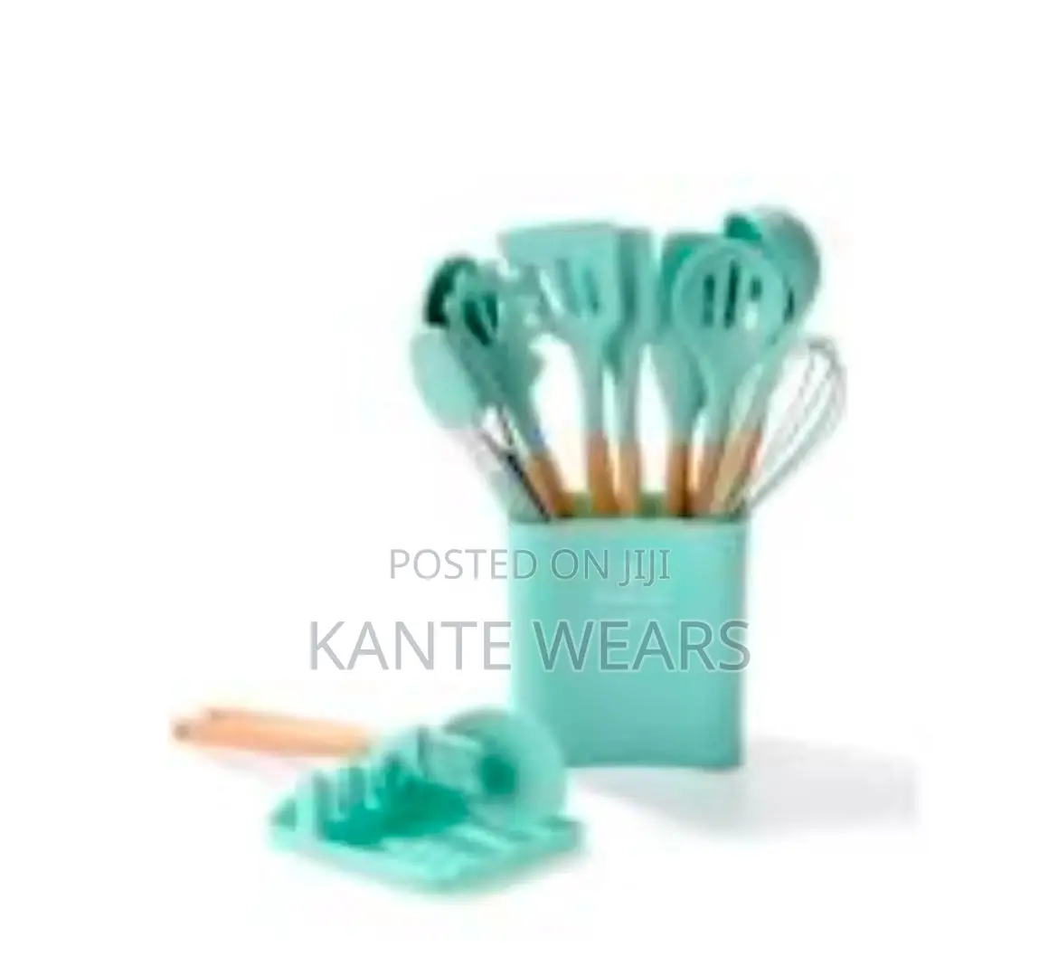 Silicone Cooking Spoon Set With Spoon Rest Holder 12 PCS