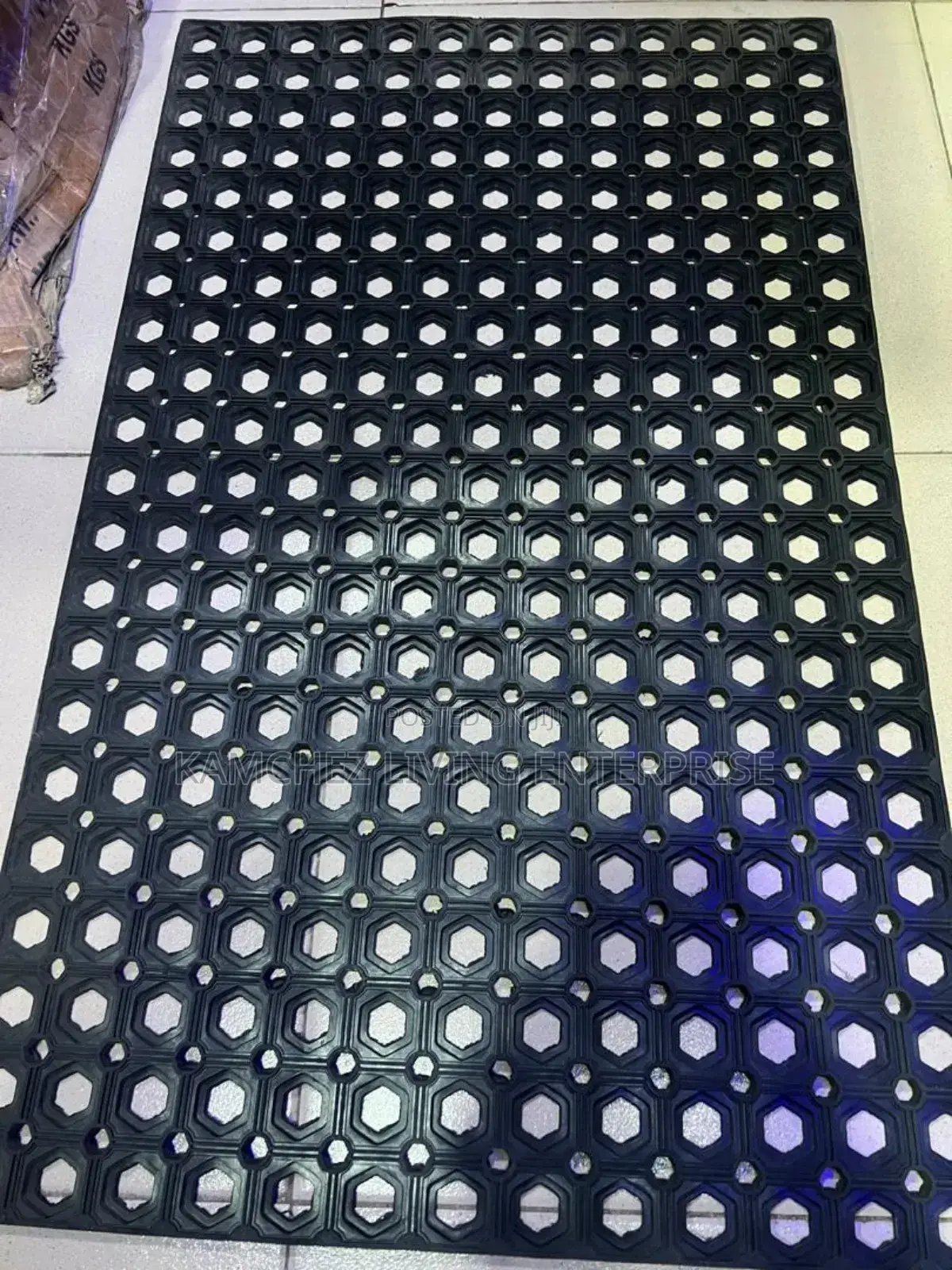 Black Rubber Doormat With Holes – Durable, Slip-Resistant