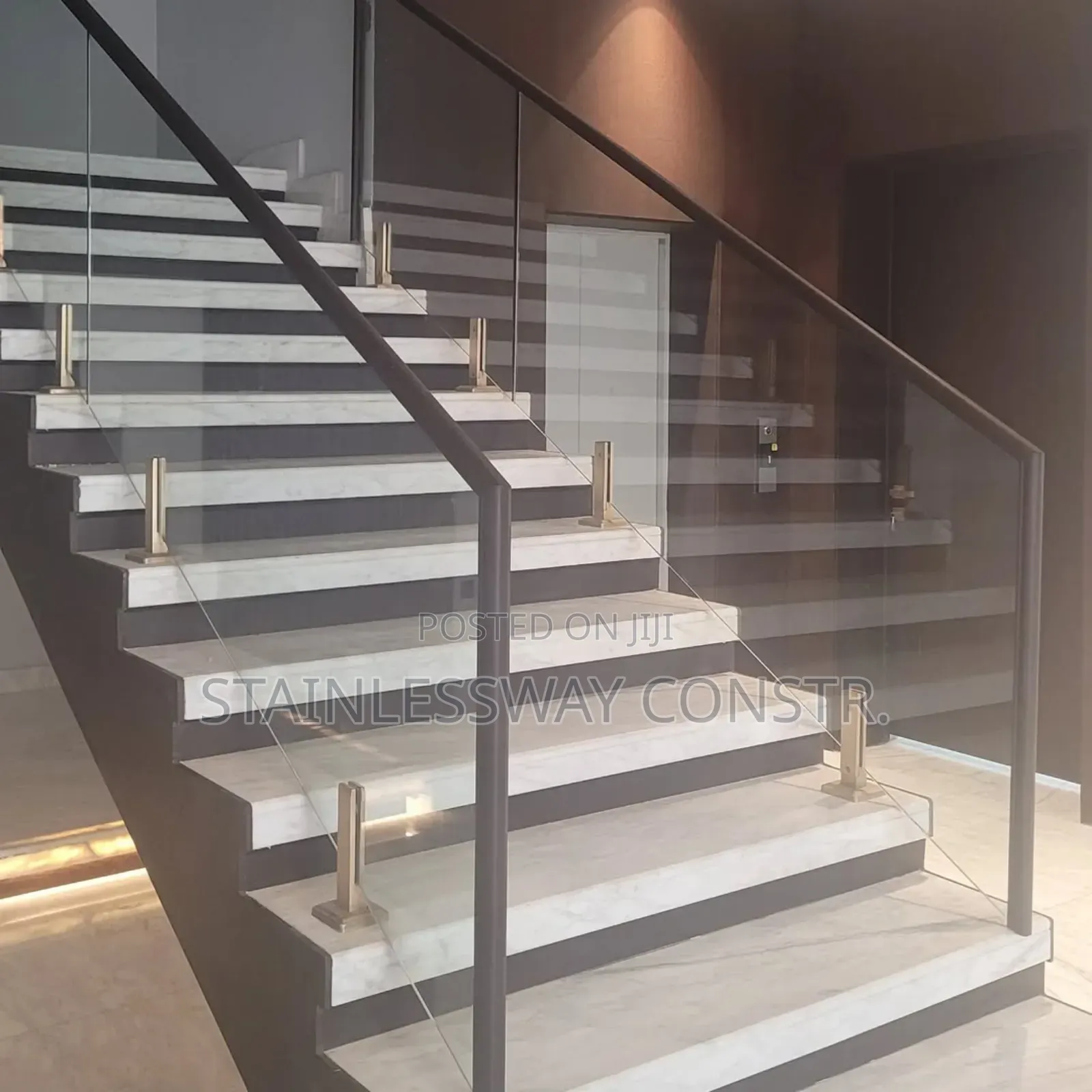 Clear 10mm Tampered Glass Railing With Black Top