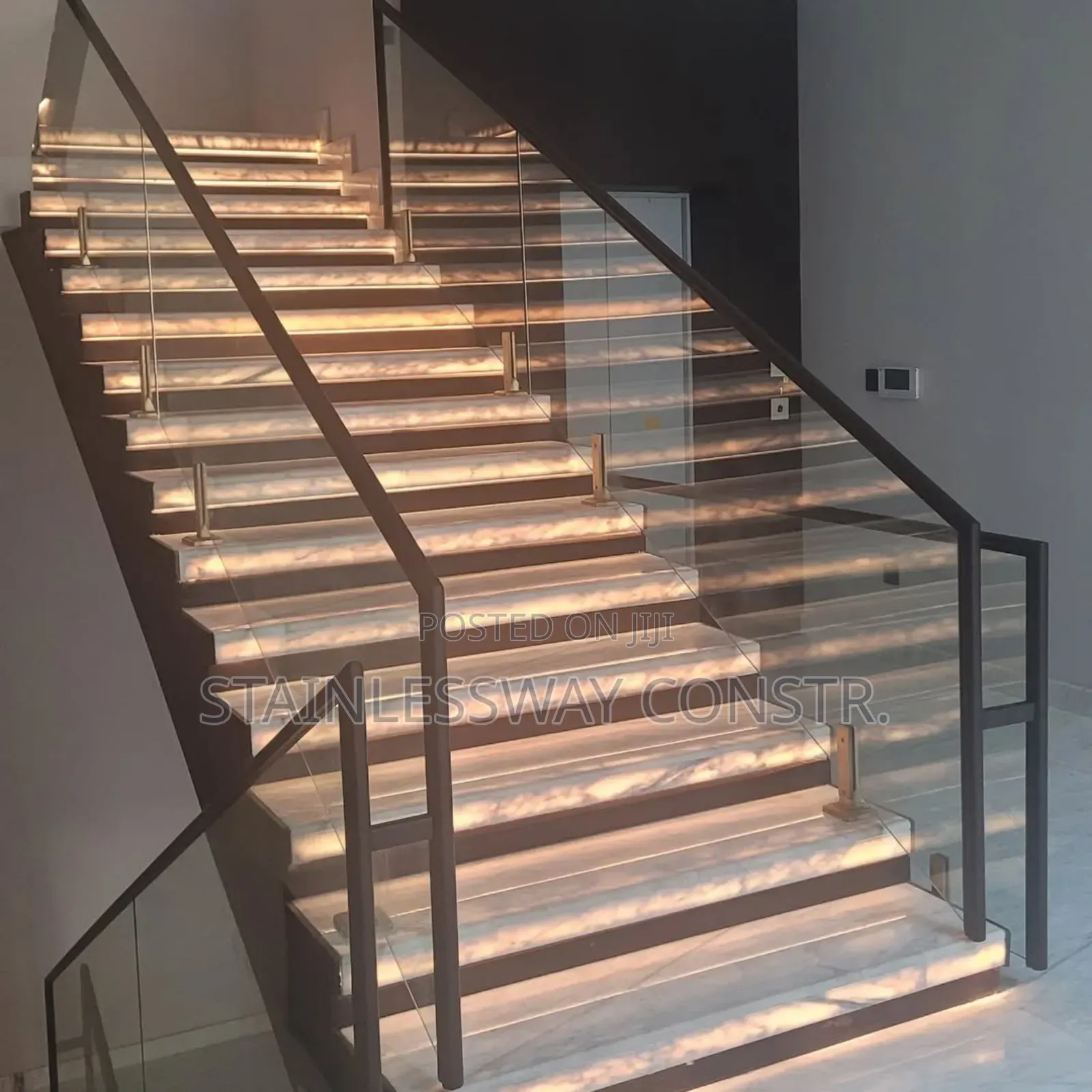 Clear 10mm Tampered Glass Railing With Black Top