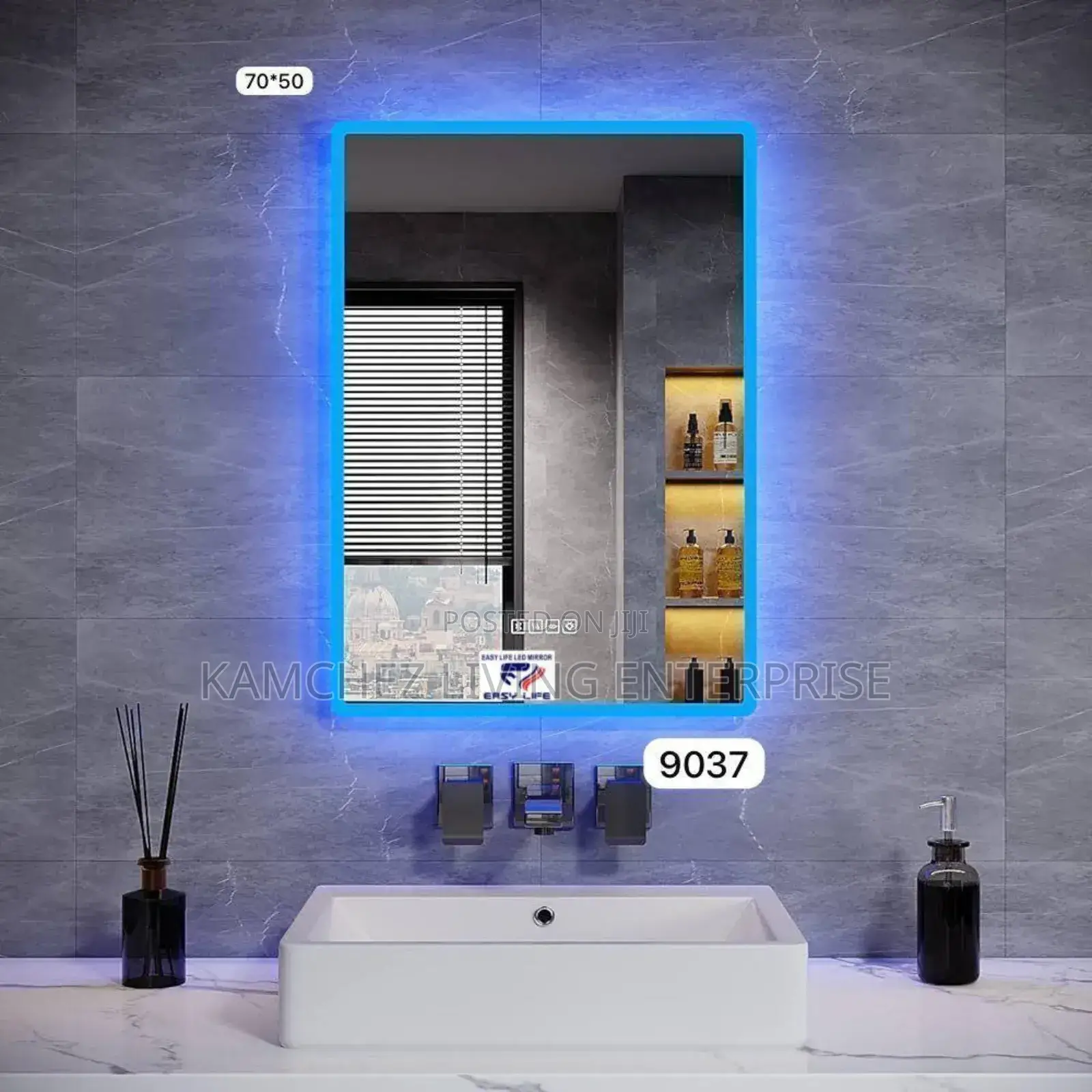 70x50cm Elegant Led Bluetooth Bathroom Mirror With Demister