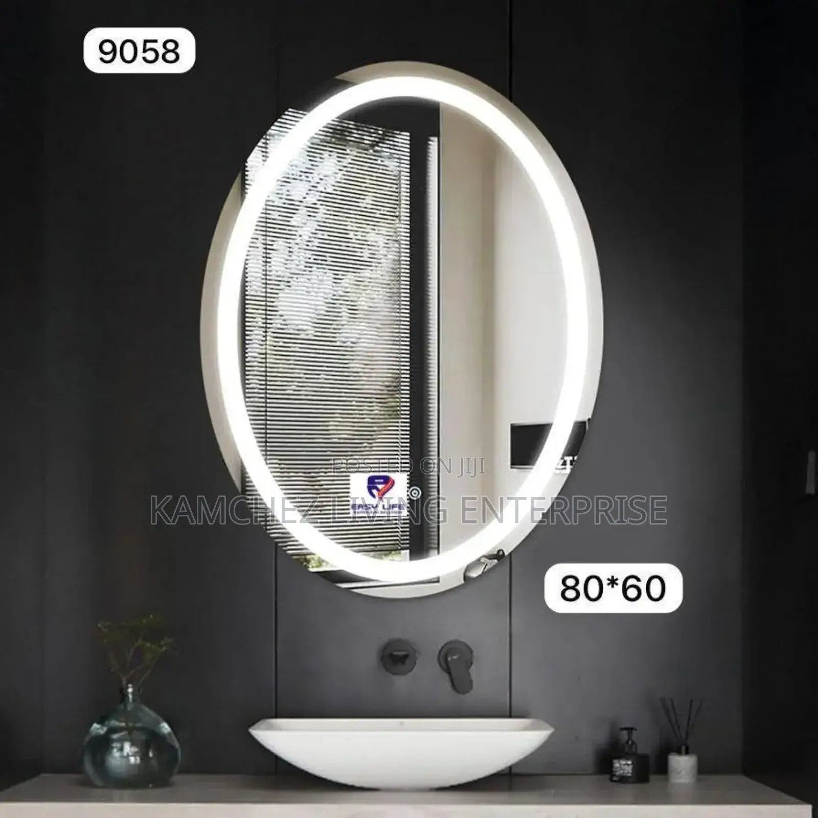 60x80cm Oval Led Bathroom Mirror With Dimming