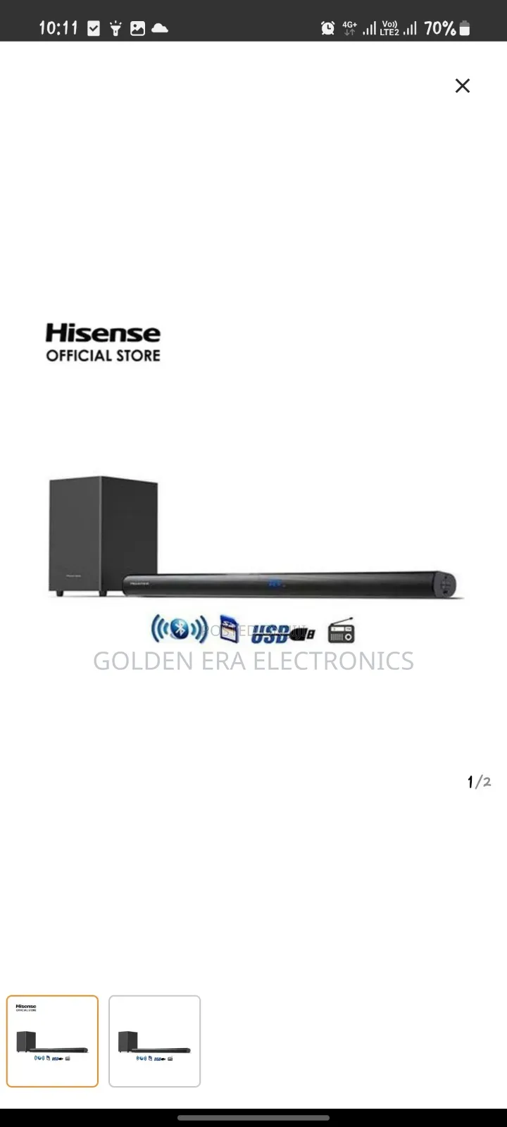 Hisense 200watts Bluetooth Sound Bar