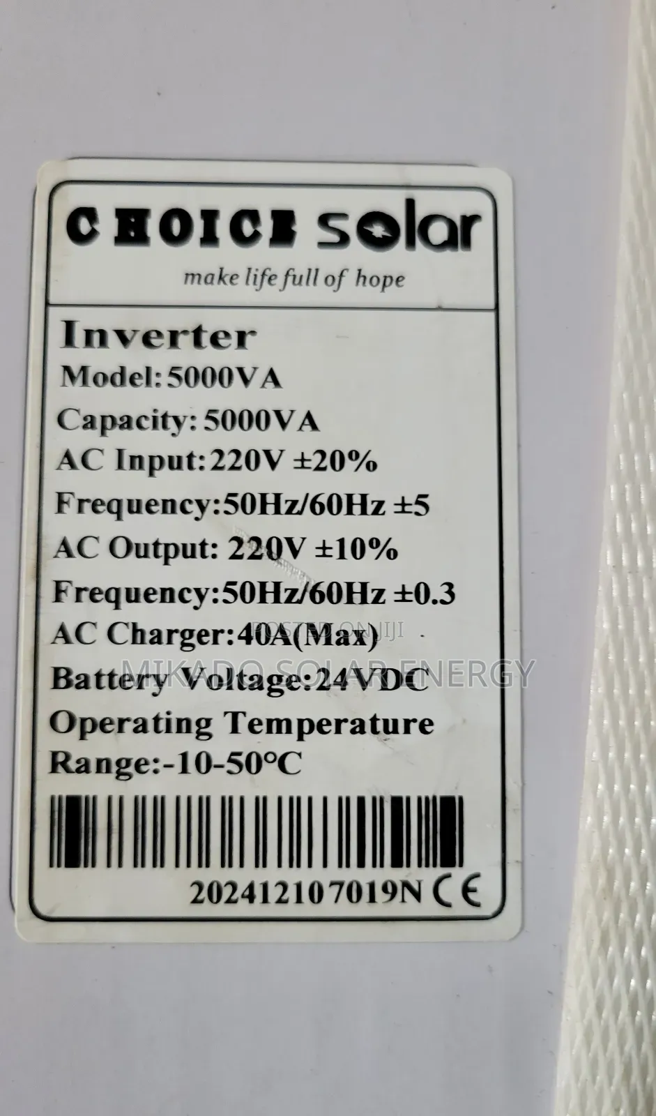 5kva 24v Choice Solar Pure Sine Wave Inverter