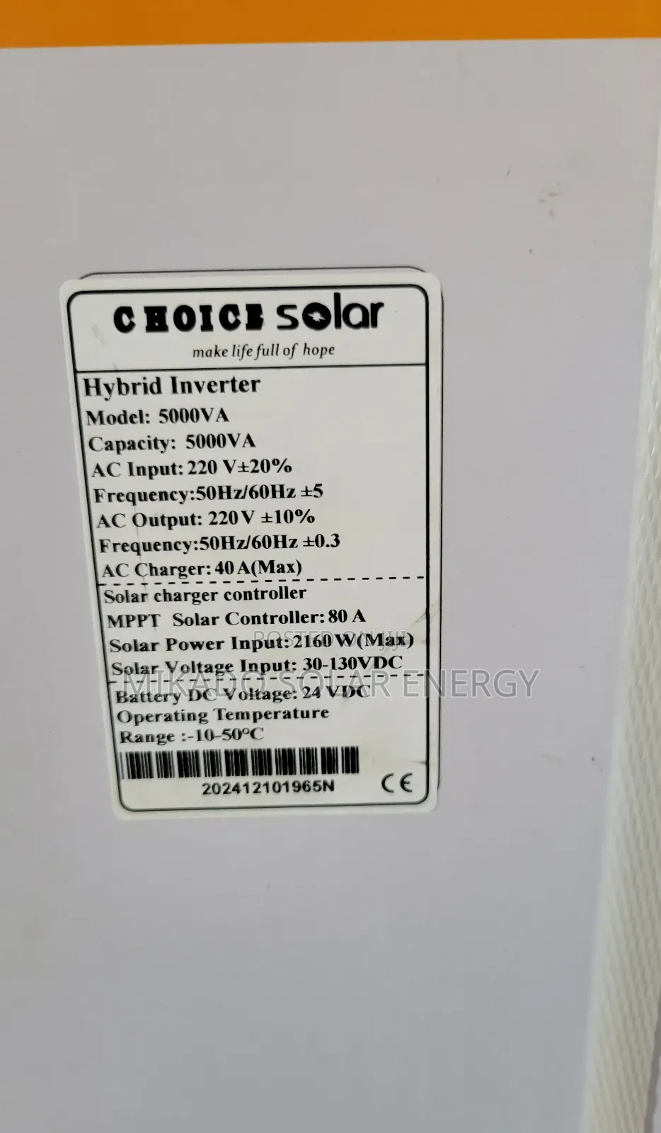 5kva 24v Hybrid Inverter With One Year Warranty