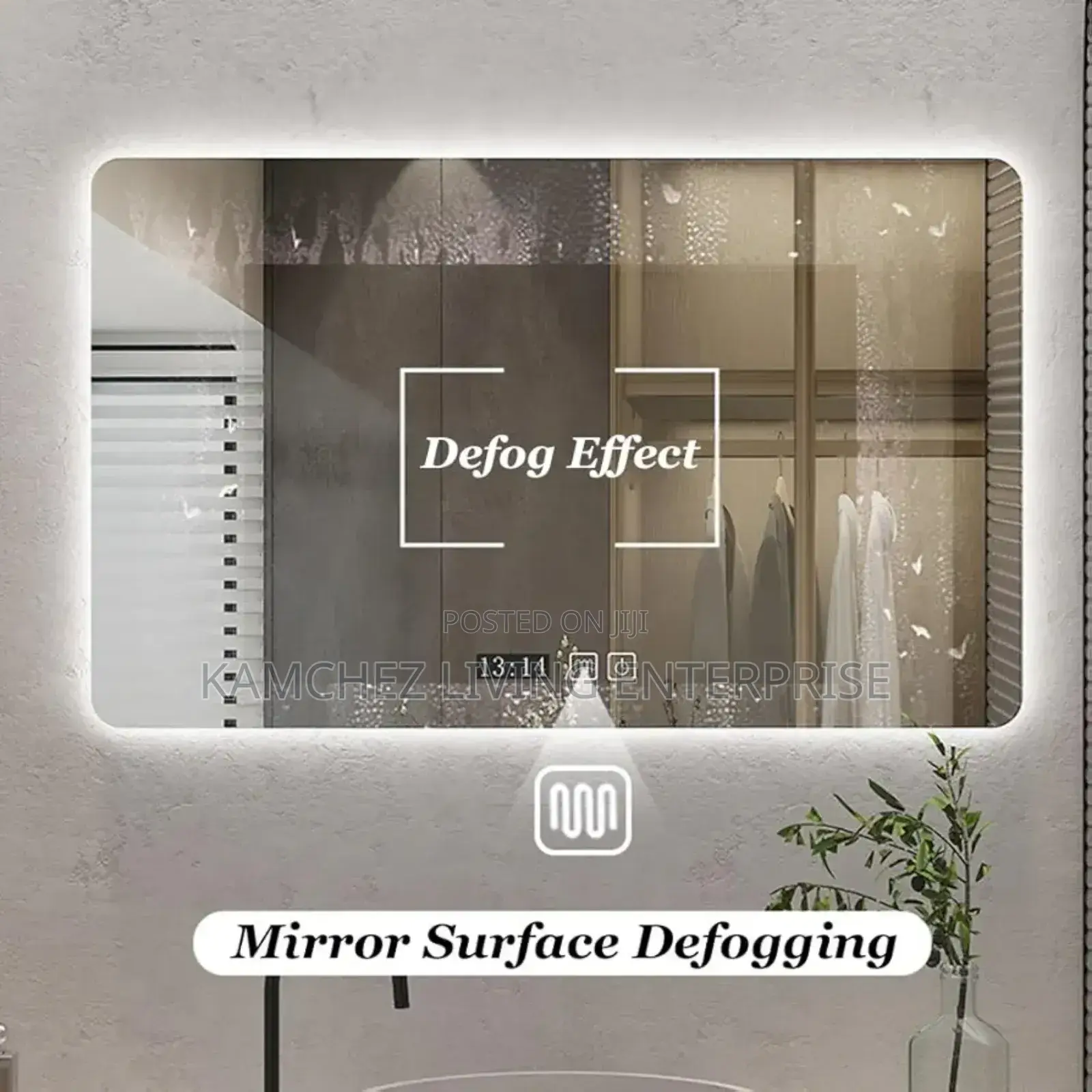 100*70cm Rectangular Led Mirror – Anti-Fog, Shatterproof