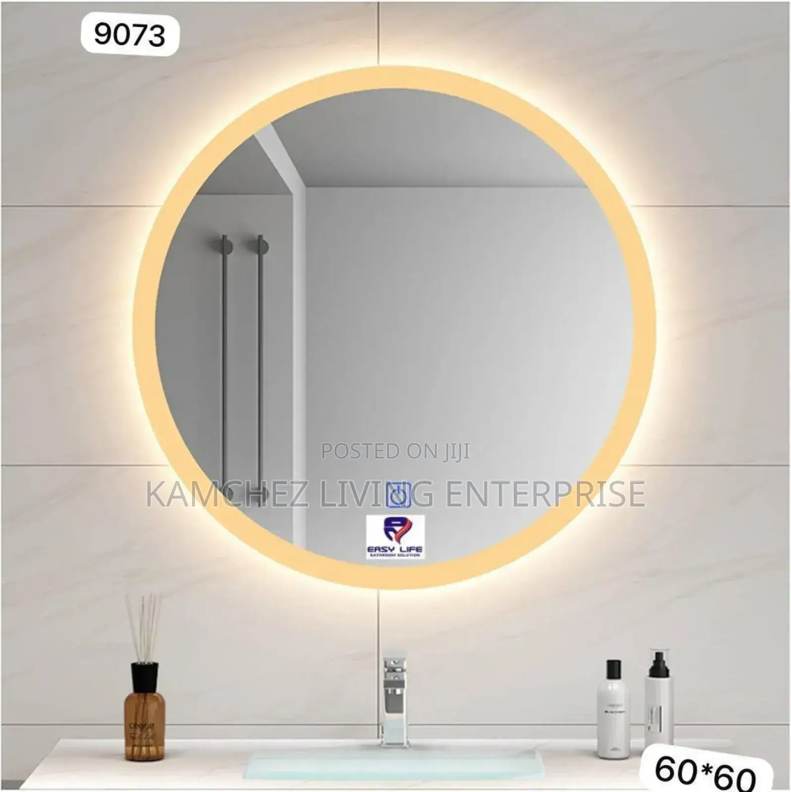 70*70 Smart Led Bathroom Mirror–Bluetooth,Anti-Fog, Dimmable