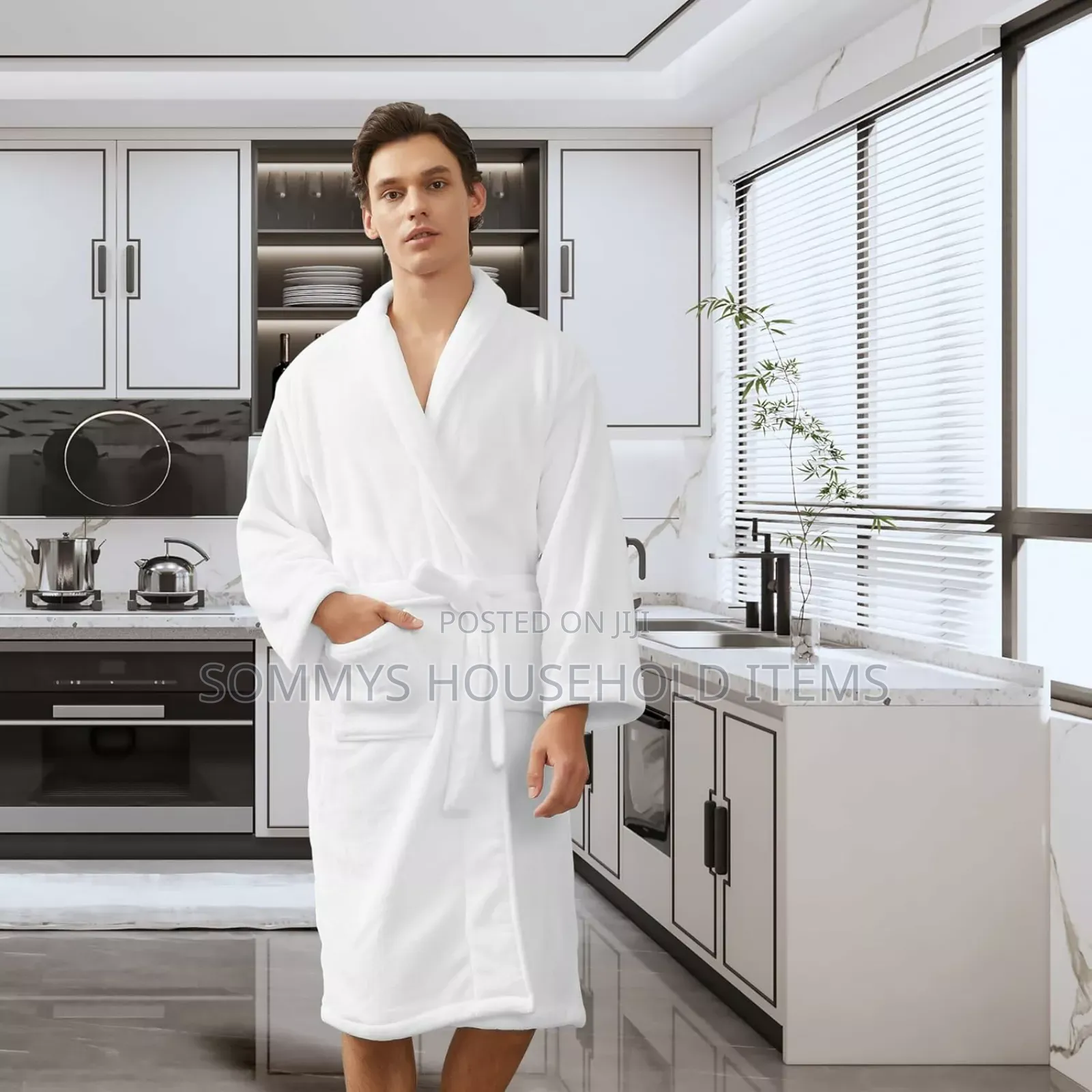 1pc Unisex Microfibre Bathrobe / White Bathrobe (One Size Ft