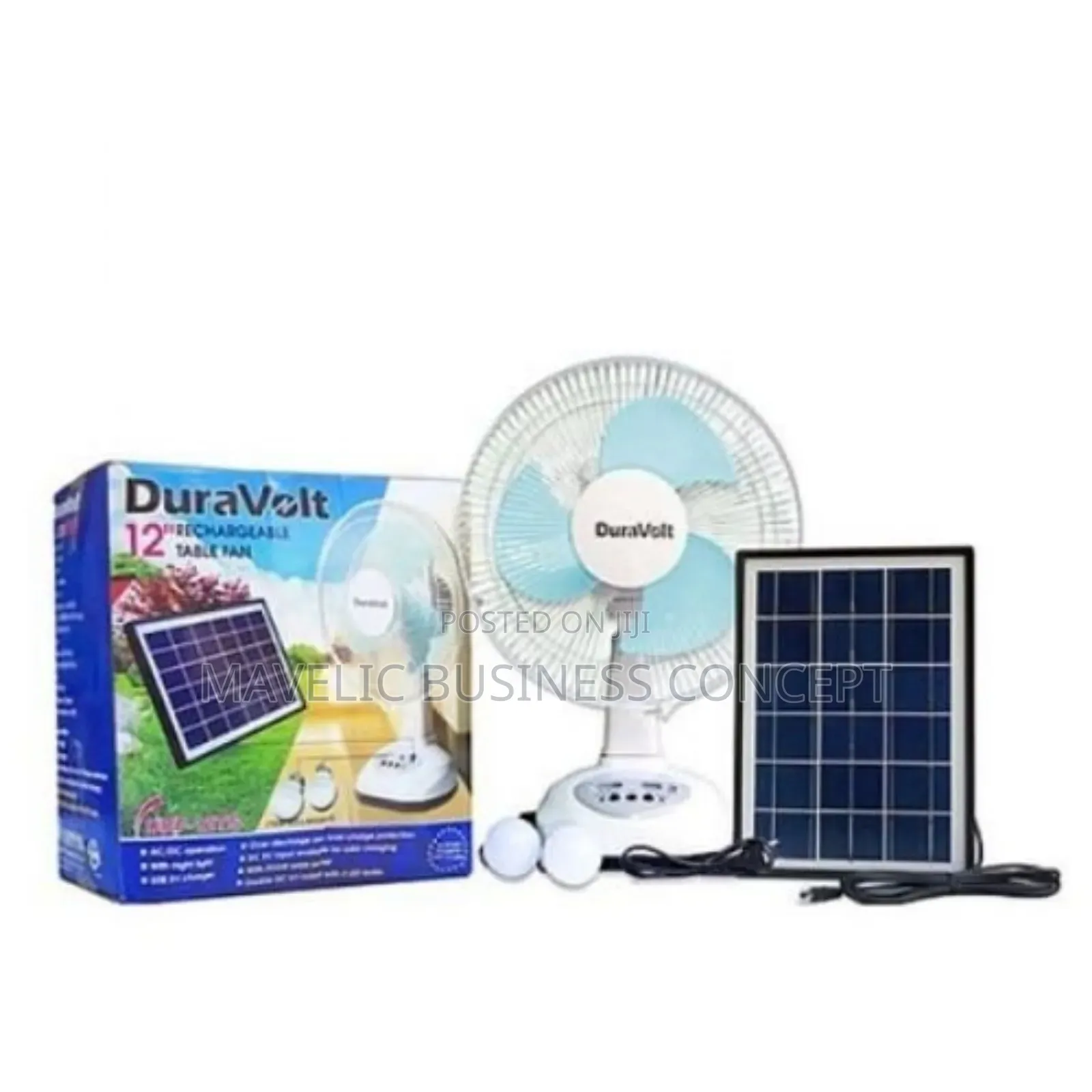 Duravolt 12 Inches Wall/Table Rechargeable Fan