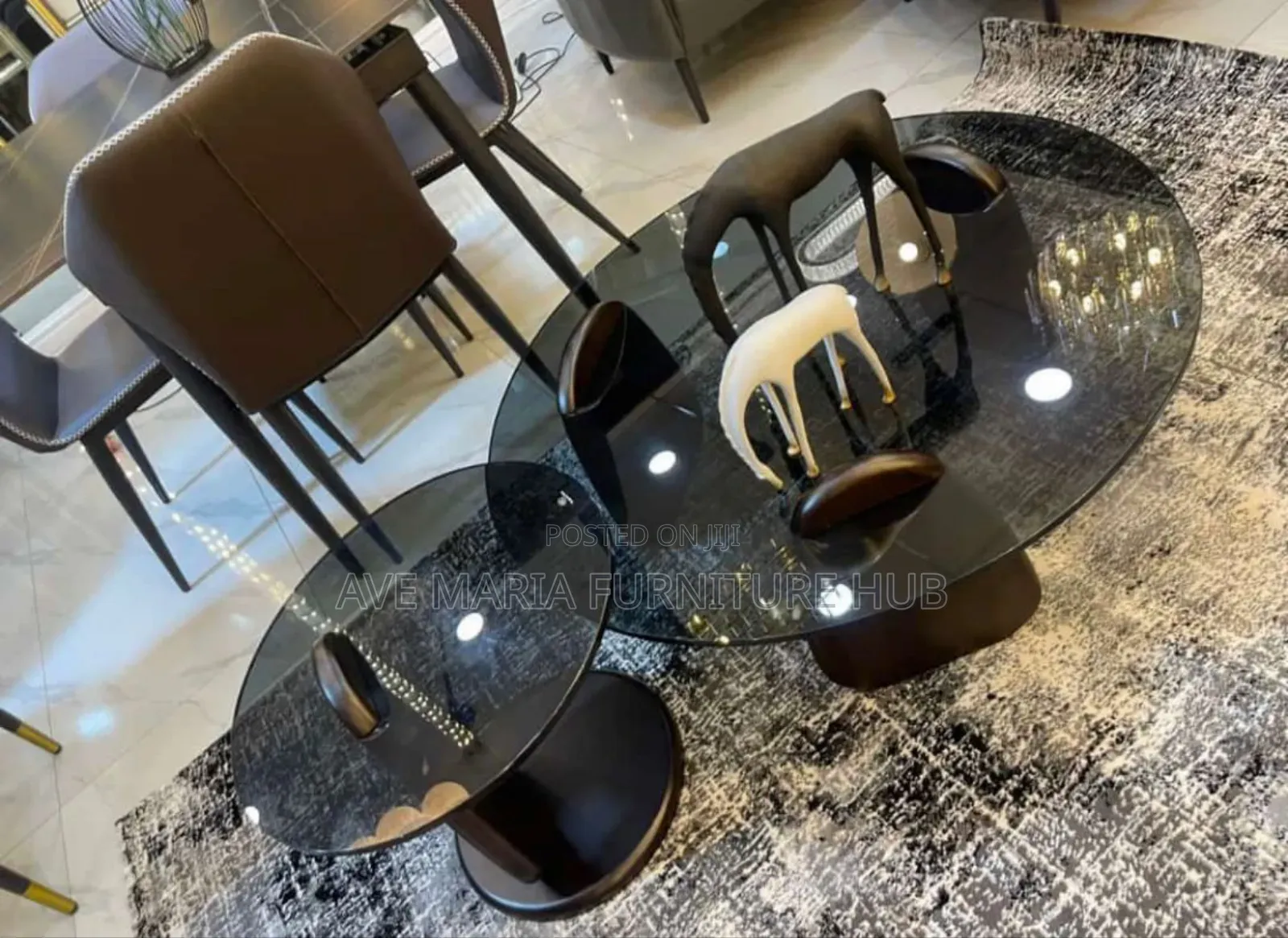 Glass Center Table and Side Stool.