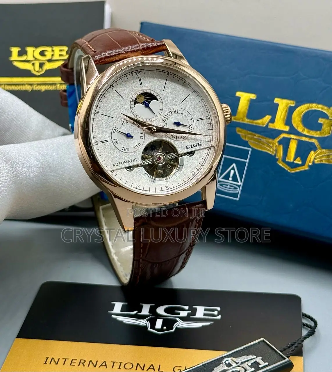 Lige Quality Luxury Men Genuine Leather Wristwatch