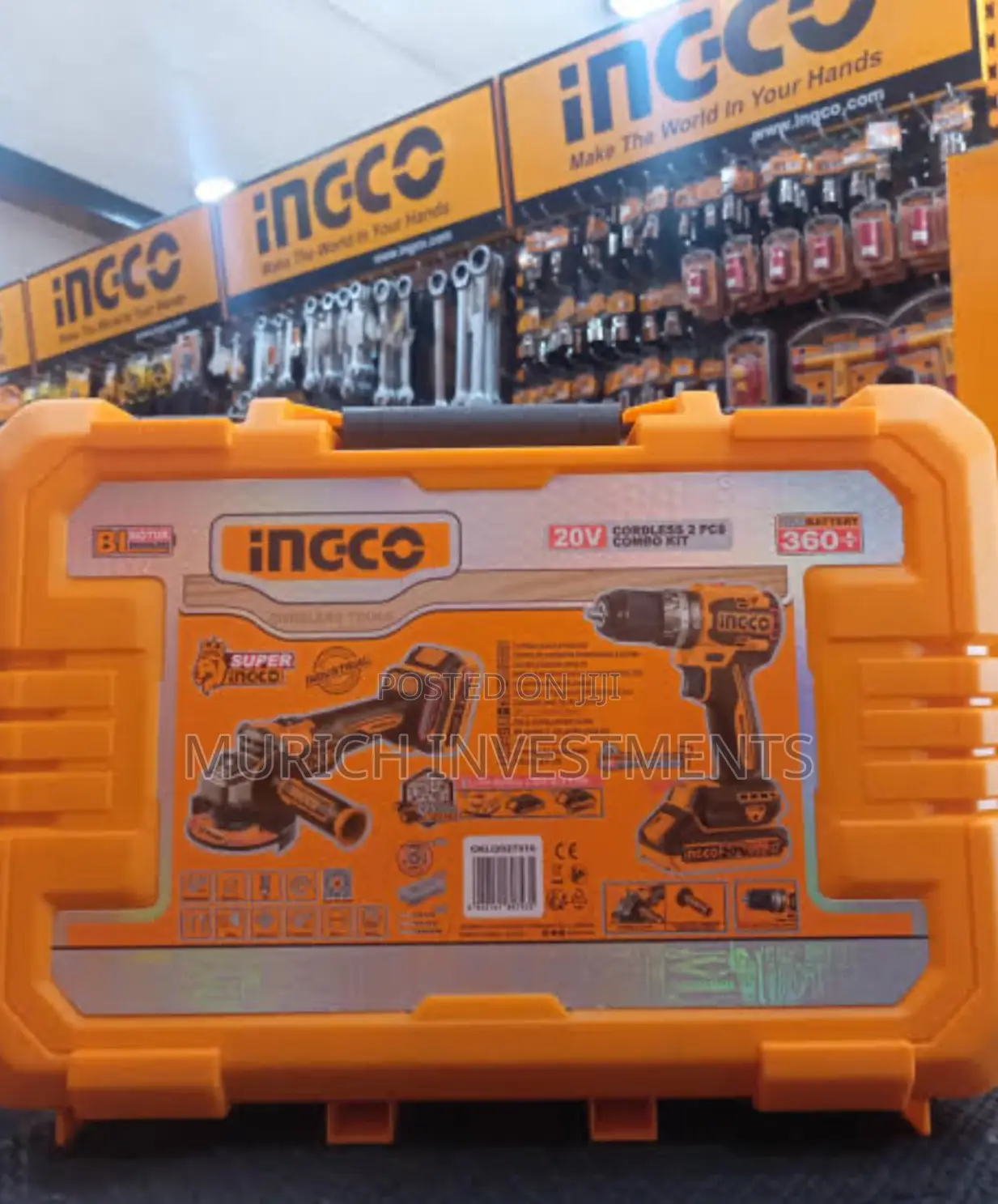 Ingco Cordless 2 Pcs Combo Kit Grinder And Screw Machine 20v