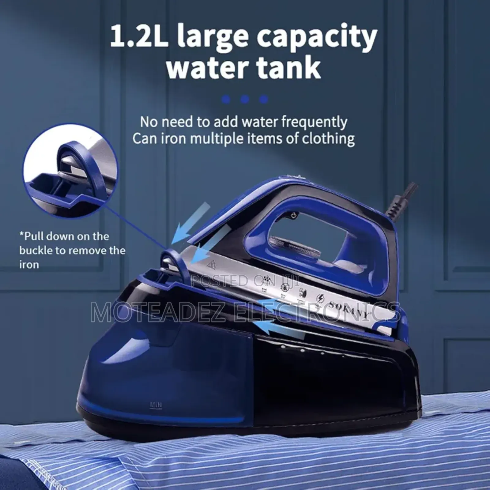 Sokany 2400w (1.2l) Ceramic Sole Plate Steam Station Pressing Iron