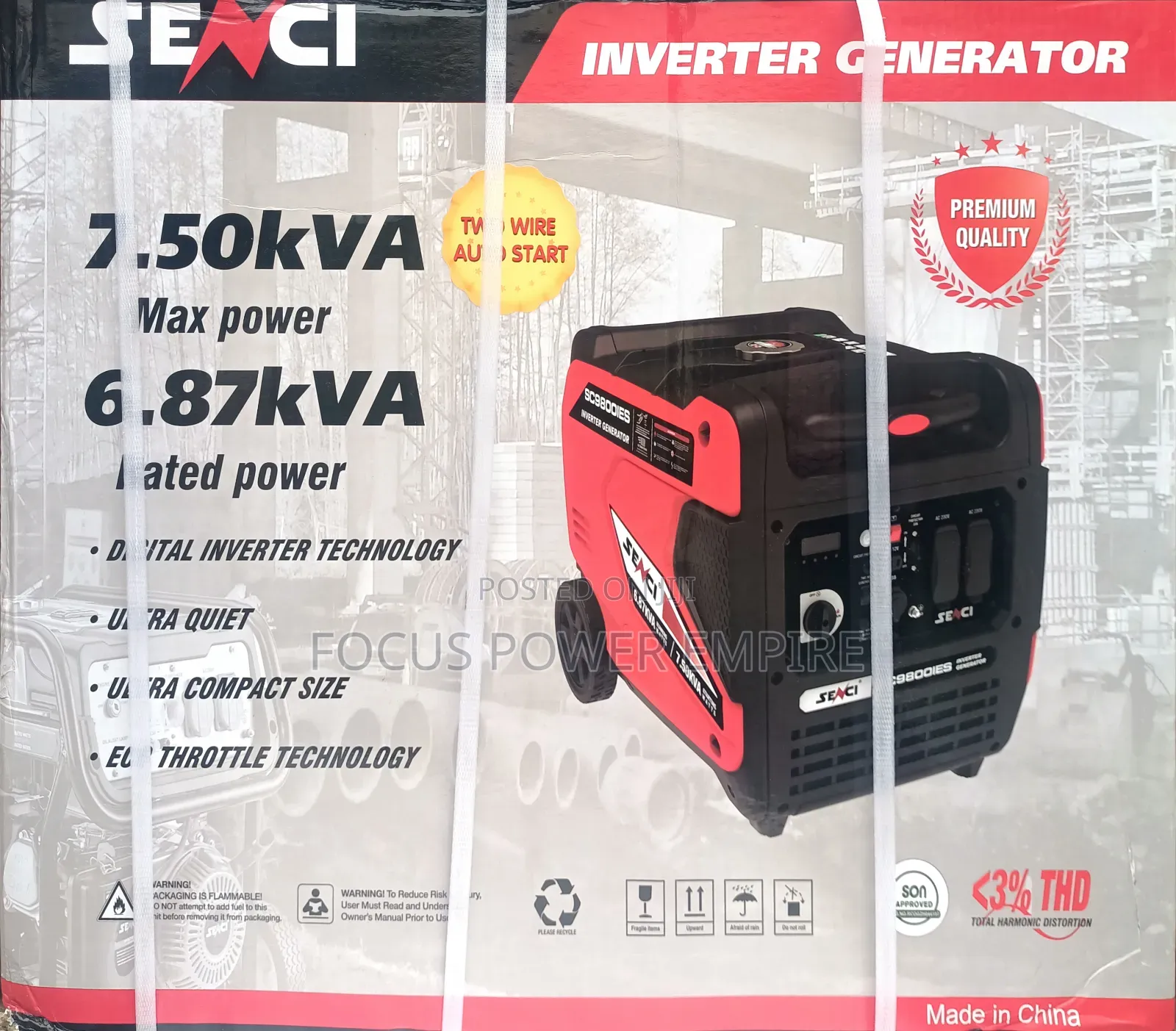 Original 7.5kva Senci Inverter Gen Low Fuel Consume Copper